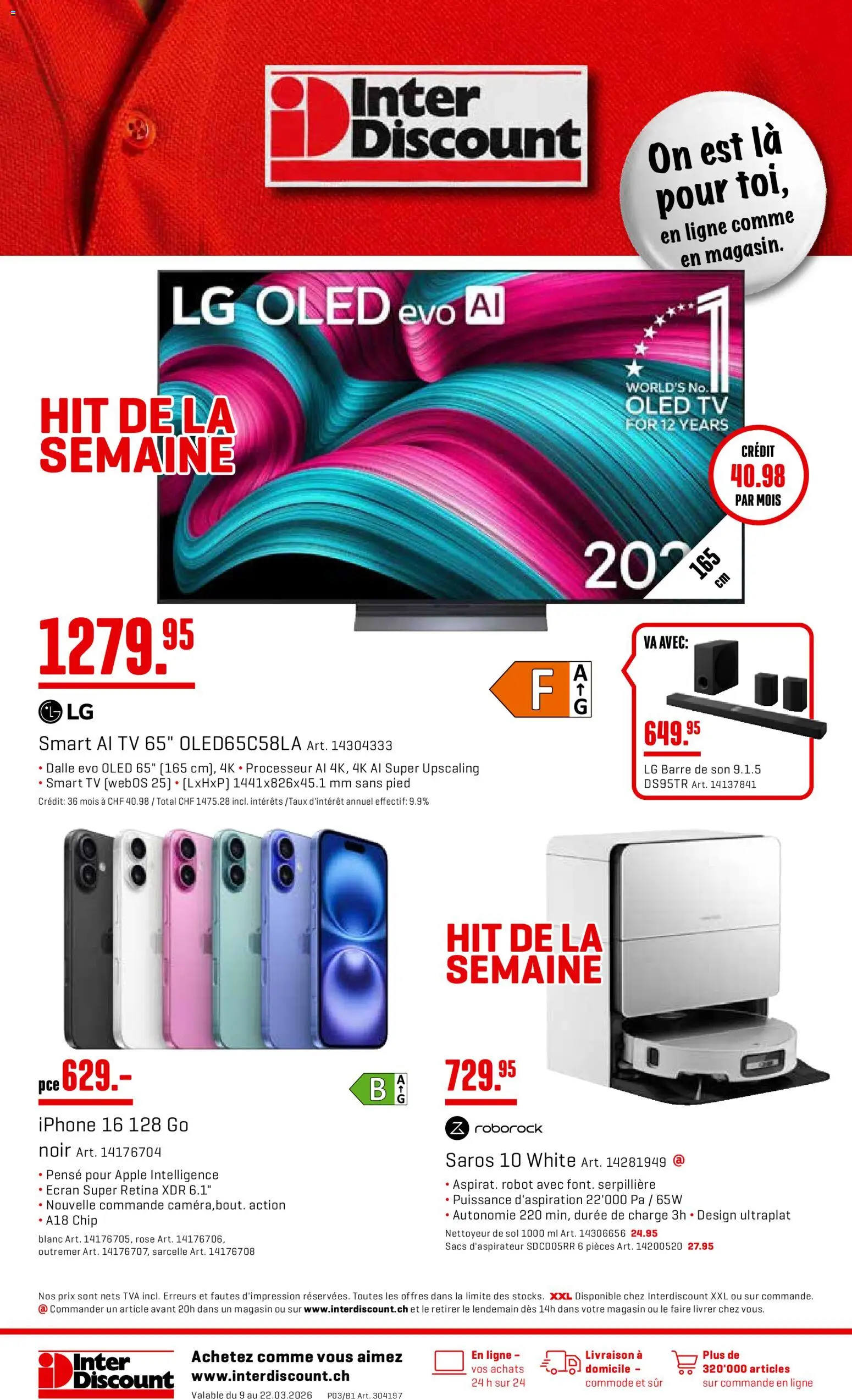 Interdiscount aktionen FR – gültig ab 09.03.2026 | Seite: 1 | Produkte: TV, Apple, Iphone, LG