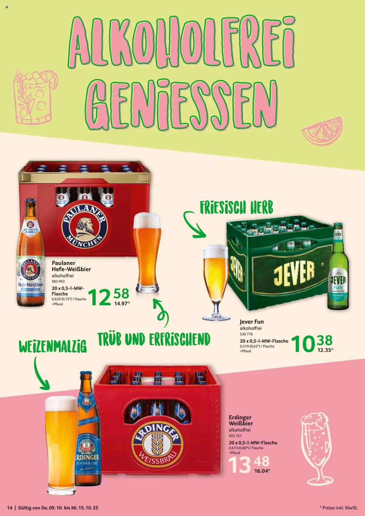 Selgros Prospekt 	 – gültig ab 09.10.2025 | Seite: 14 | Produkte: Erdinger, Weißbier, Jever, Paulaner