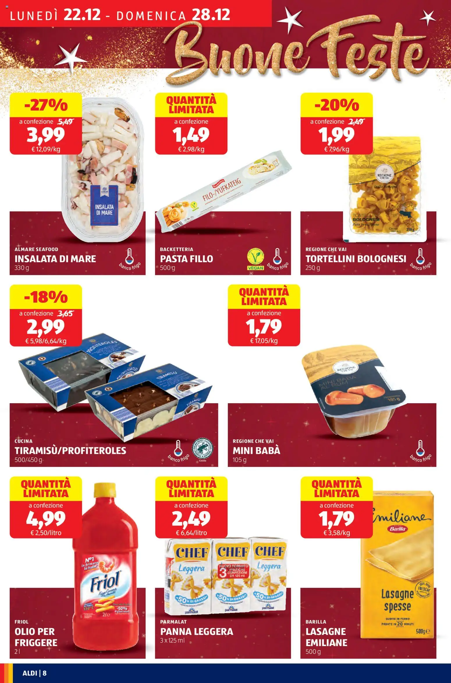 Volantino Aldi del 22.12.2025 | Pagina: 8 | Prodotti: Panna, Insalata, Olio per friggere, Forno