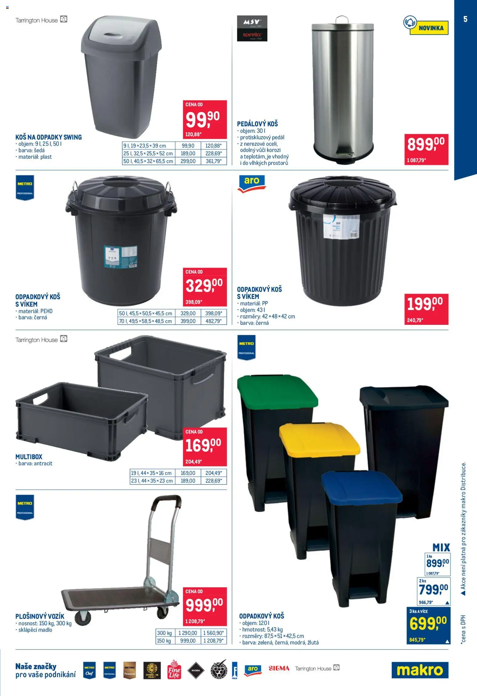 Makro leták - Úklid a kosmetika od 25.02.2026 | Strana: 5 | Produkty: Madlo, Koš, Odpadkový koš