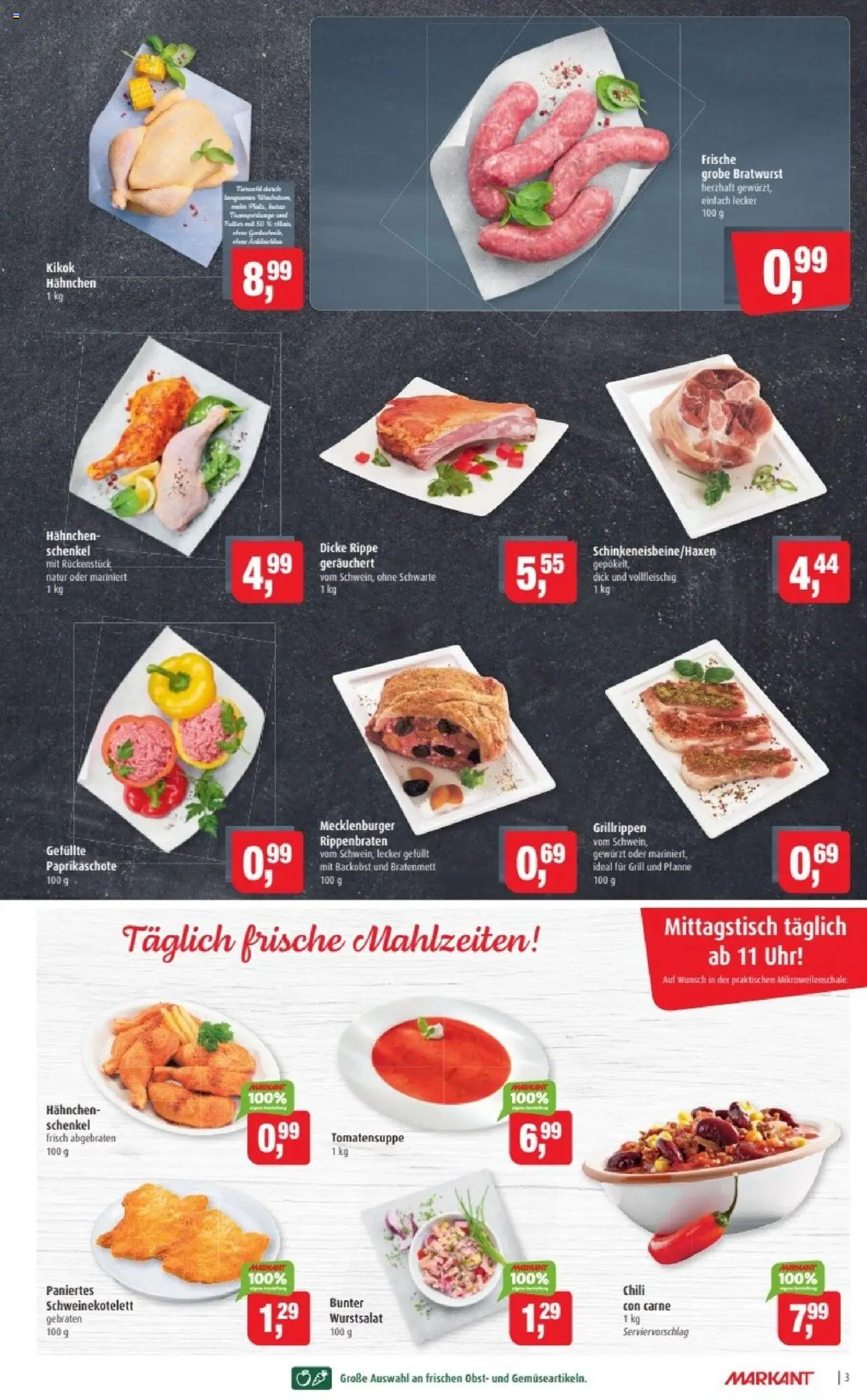Markant Prospekt 	 – gültig ab 20.10.2025 | Seite: 3 | Produkte: Grill, Bratwurst, Chili, Uhr