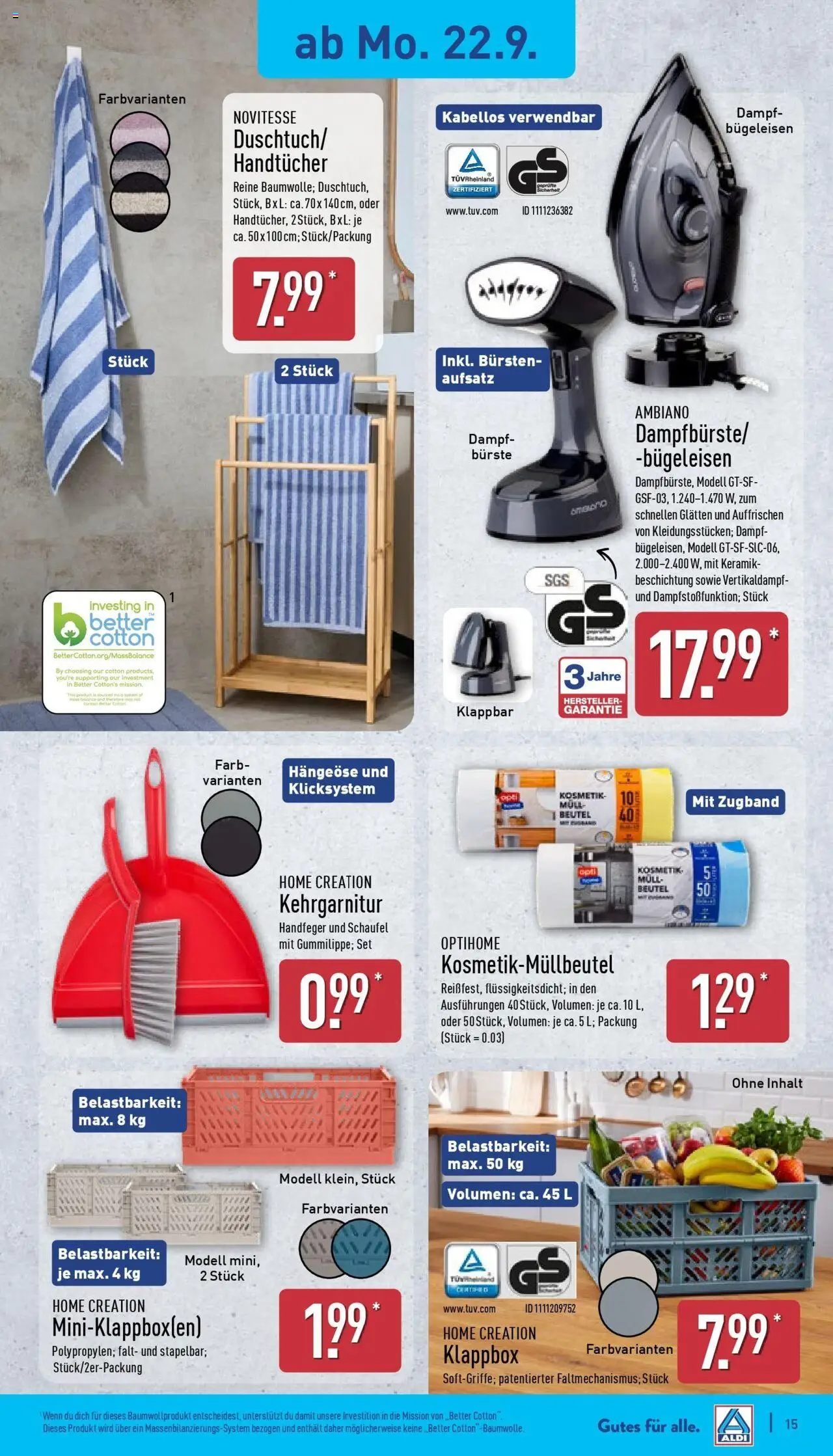 Aldi - ALDI Nord: Wochenangebote – gültig ab 21.09.2025 | Seite: 19 | Produkte: Bügeleisen, Bürste, Home creation