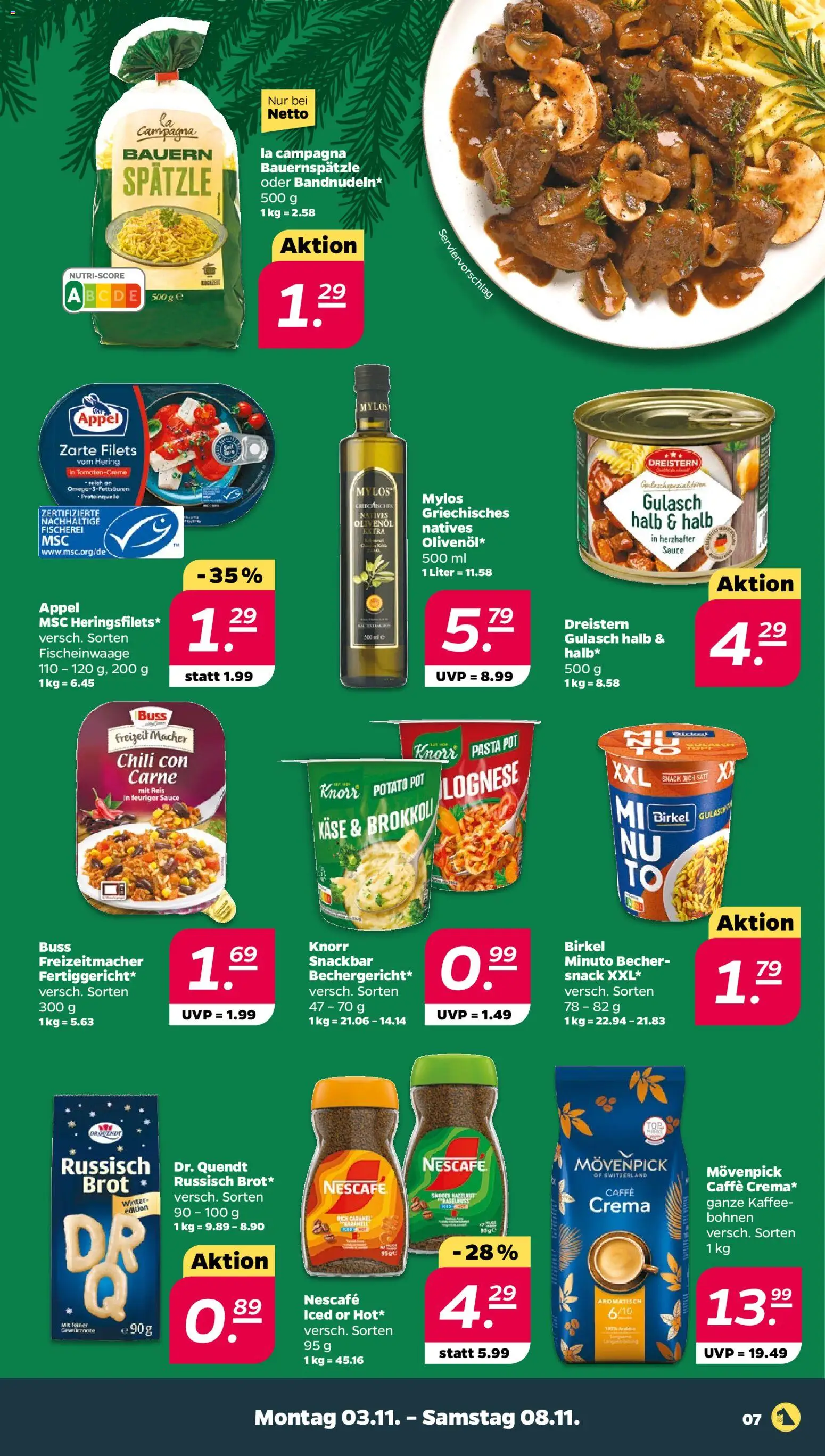 Netto Prospekt 	 – gültig ab 02.11.2025 | Seite: 7 | Produkte: Käse, Kaffee, Knorr, Brot