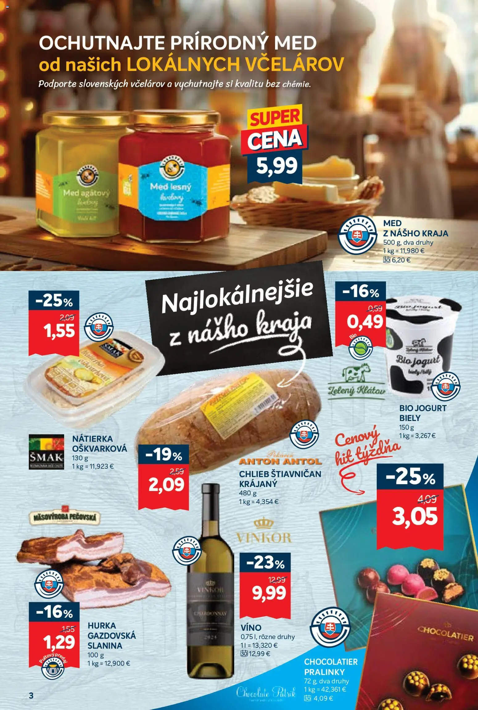 Nové Kraj akcie – leták je platný od 12.02.2026 | Strana: 5 | Produkty: Jogurt, Chlieb, Slanina, Med