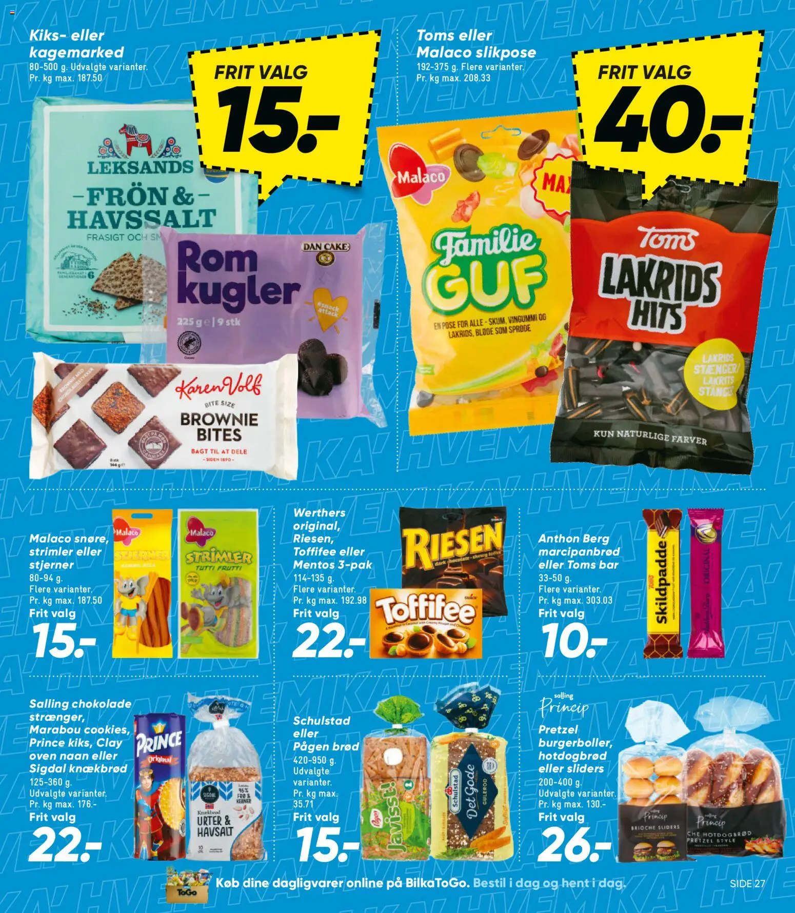 Bilka tilbudsavis – gyldig fra 27.02.2026 | Side: 37 | Produkter: Chokolade, Hotdogbrød, Marcipanbrød, Knækbrød