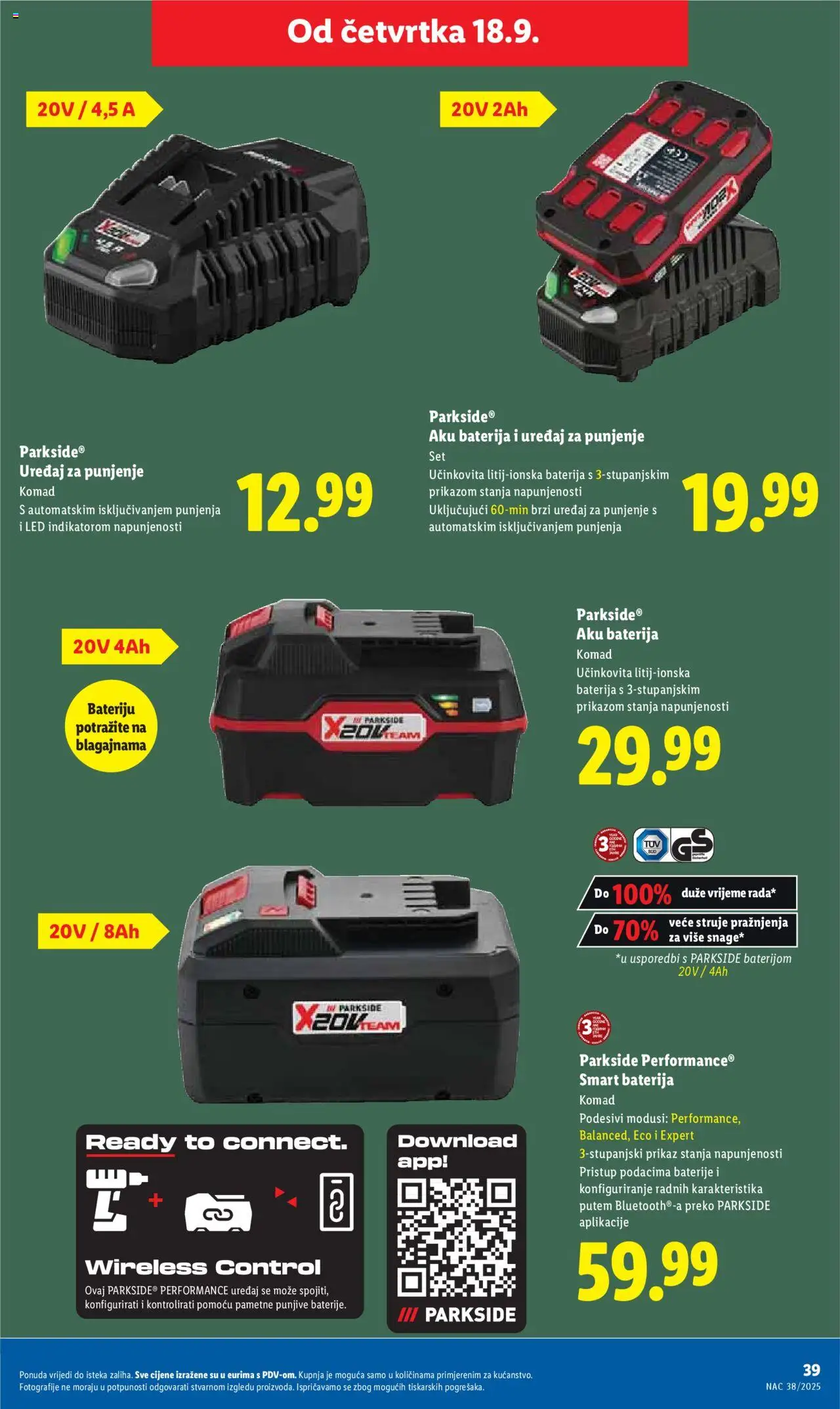 Lidl katalog | vrijedi od 15.09.2025 | Stranica: 39 | Proizvodi: Baterija, Baterije, Parkside