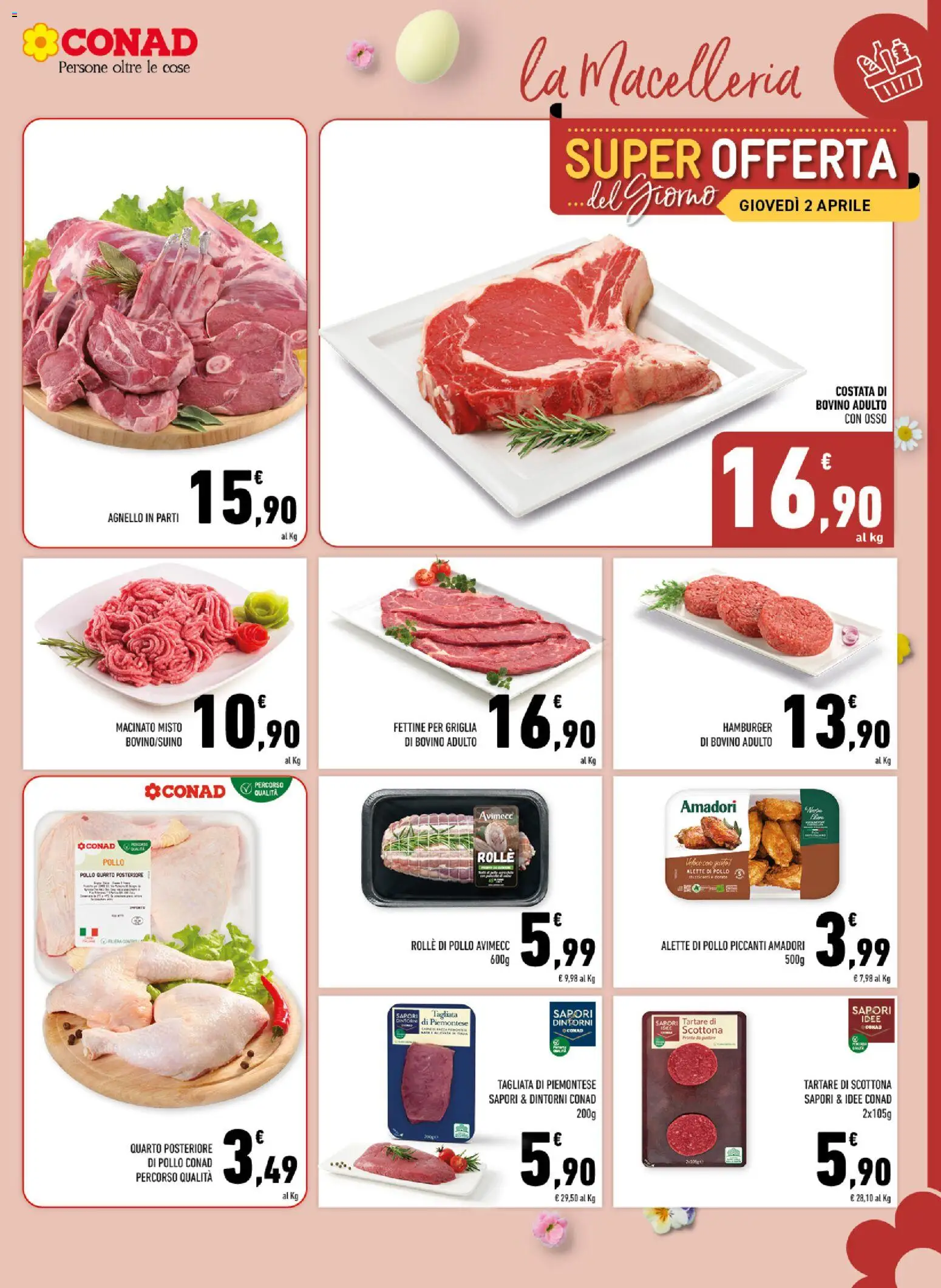 Volantino Conad del 25.03.2026 | Pagina: 7 | Prodotti: Pollo, Griglia, Agnello, Hamburger