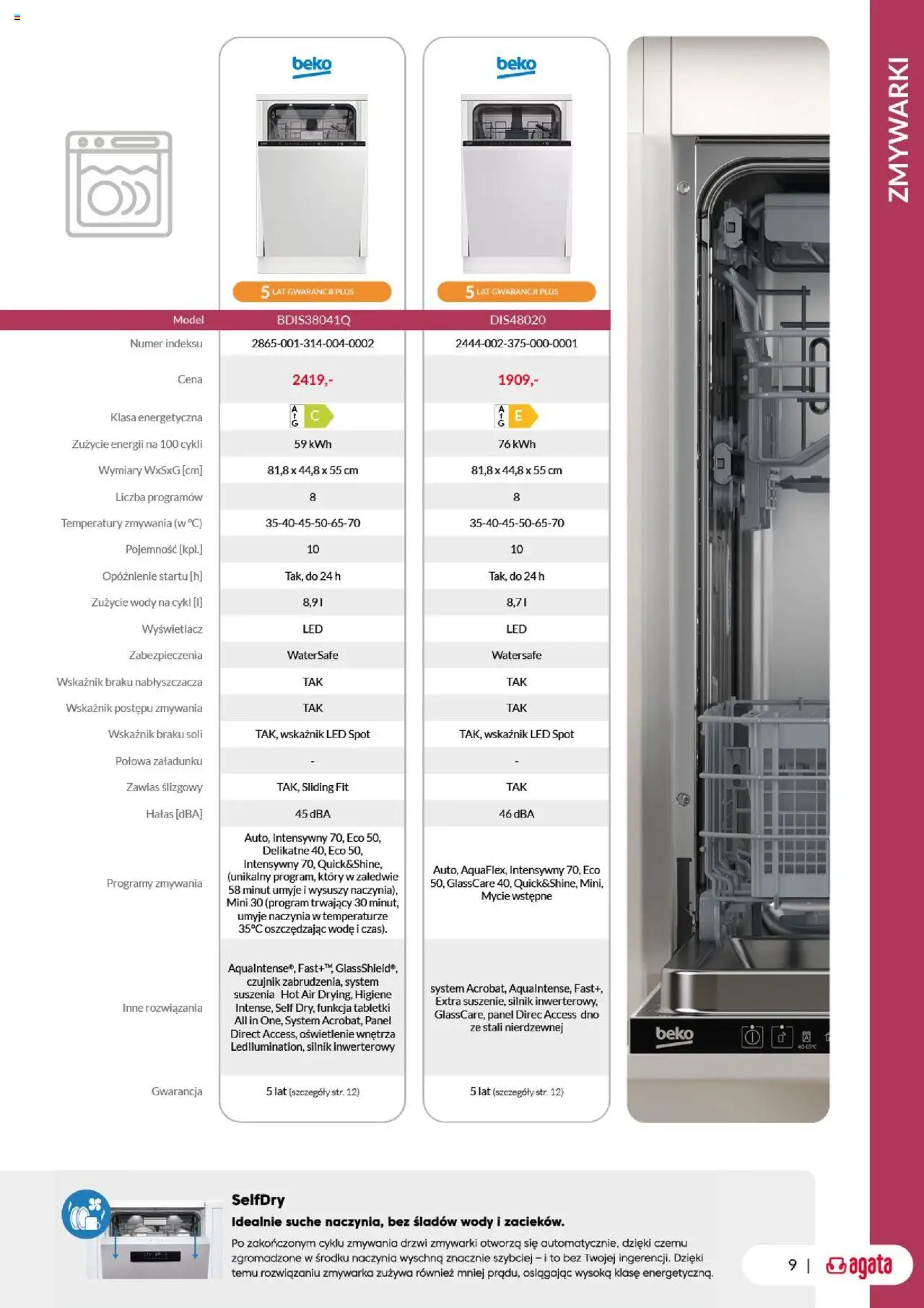 Salony Agata Gazetka - Beko AGD od 01.09.2025 | Strona: 9 | Produkty: Zmywarka