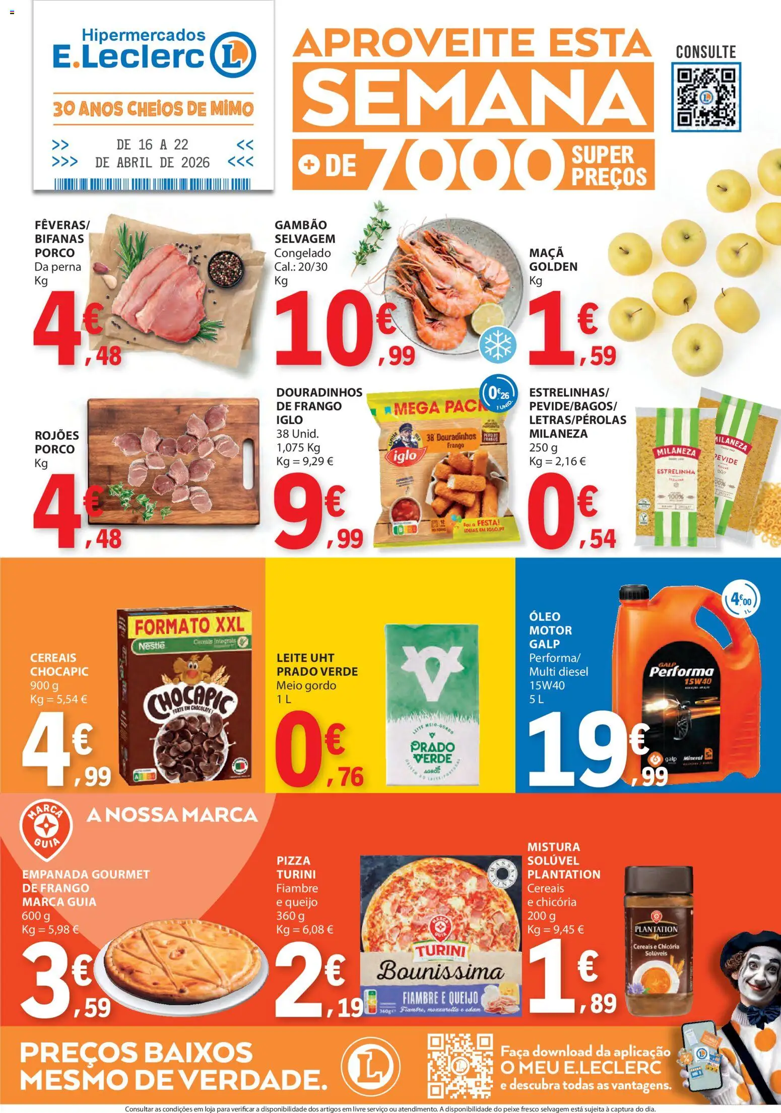 E.Leclerc folheto │ válido de 16.04.2026 | Página: 1 | Produtos: Faca, Leite, Maça, Cereais
