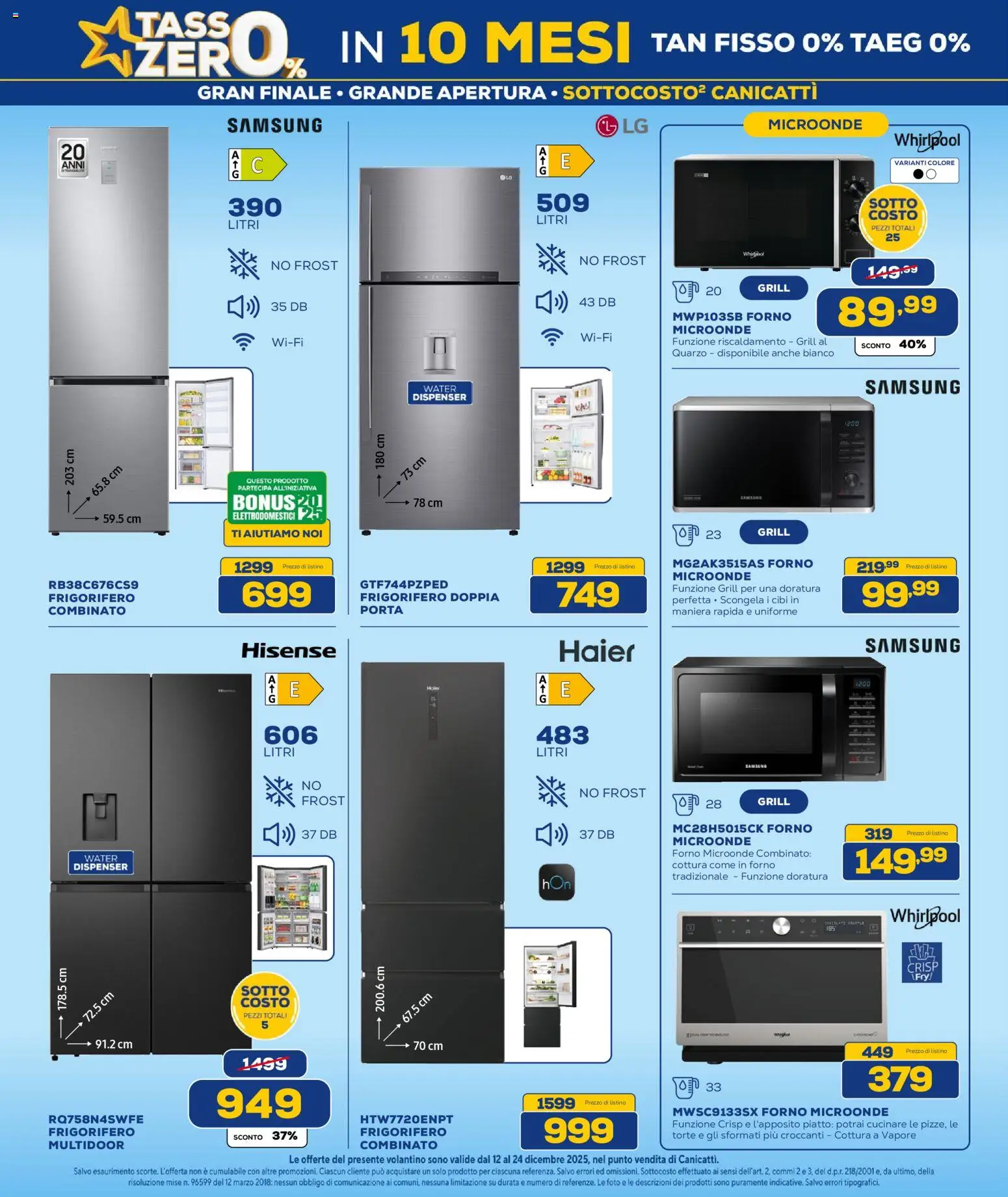Volantino Euronics del 12.12.2025 | Pagina: 19 | Prodotti: Microonde, Frigorifero, Piatto, Forno