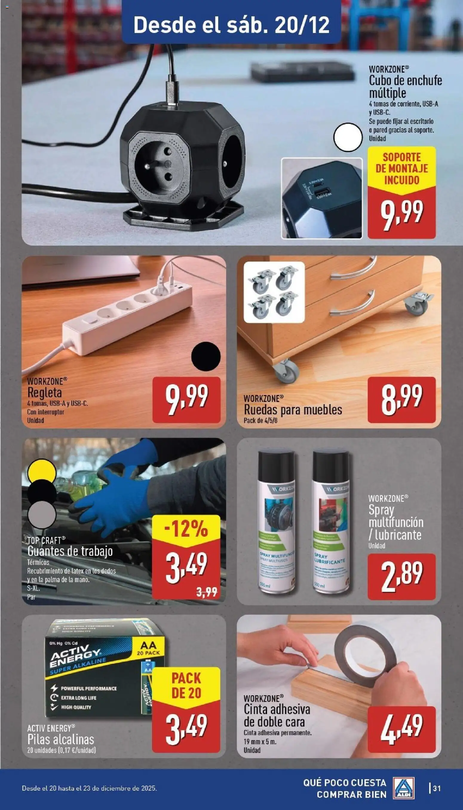 Aldi folleto Baleares │ válido desde el 15.12.2025 | Página: 31 | Productos: Noodles αυγού, Guantes, Muebles, Enchufe