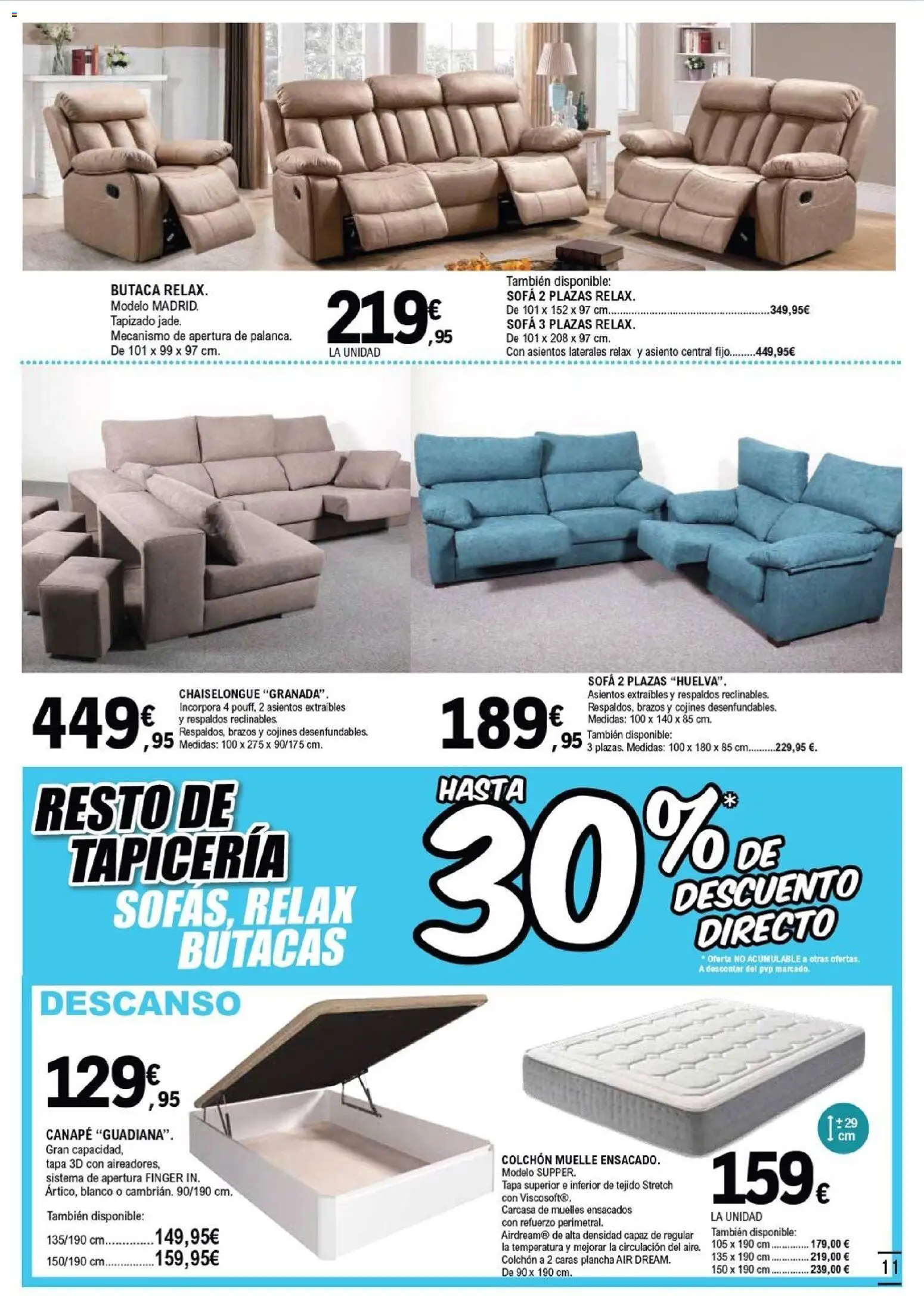 E.Leclerc folleto Salamanca │ válido desde el 04.03.2026 | Página: 11 | Productos: Colchon, Plancha, Sofá