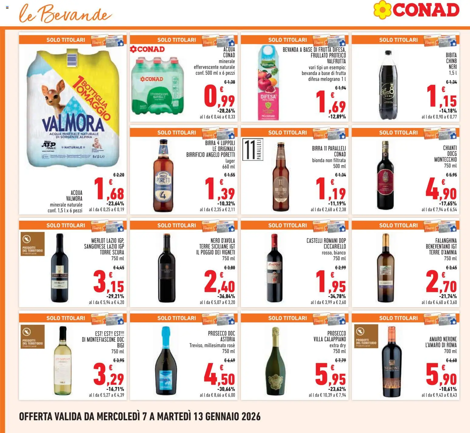 Volantino Conad del 07.01.2026 | Pagina: 20 | Prodotti: Birra, Frutta, Bibita, Bottiglia