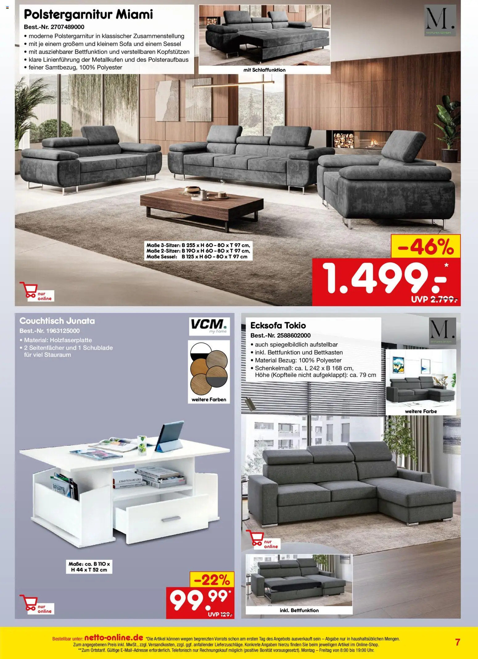 Netto Marken-Discount Online-Angebote Februar – gültig ab 01.02.2026 | Seite: 7 | Produkte: Ecksofa, Sofa, Sessel, Couchtisch
