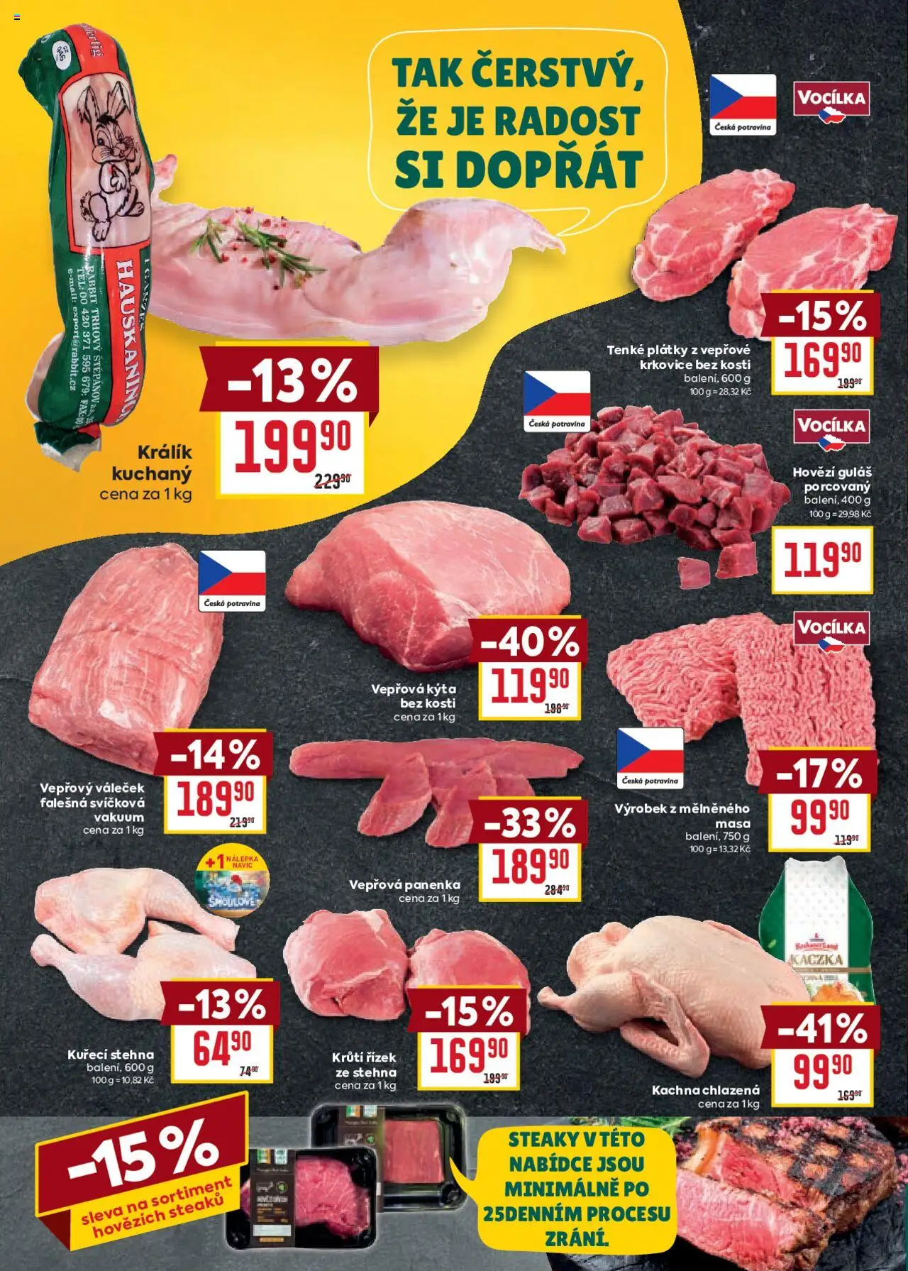 Billa Velký leták od 15.10.2025 | Strana: 6 | Produkty: Kachna chlazená, Hovězí, Krkovice, Kýta