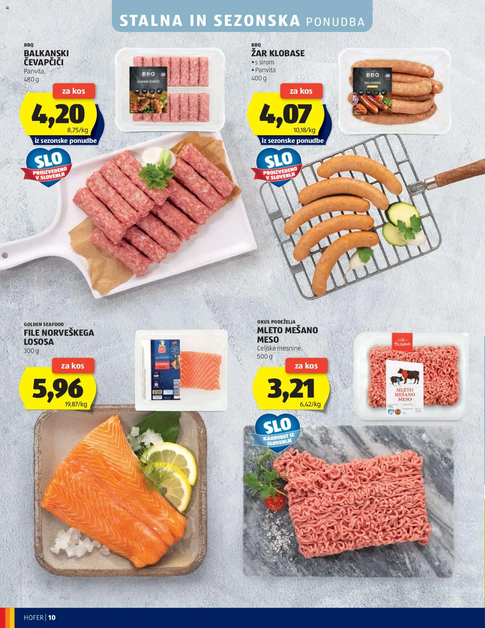 Novi Hofer katalog ponudbe – veljaven od 08.04.2026 | Stran: 10 | Izdelki: Čevapčiči, Zar, Kos, Klobase