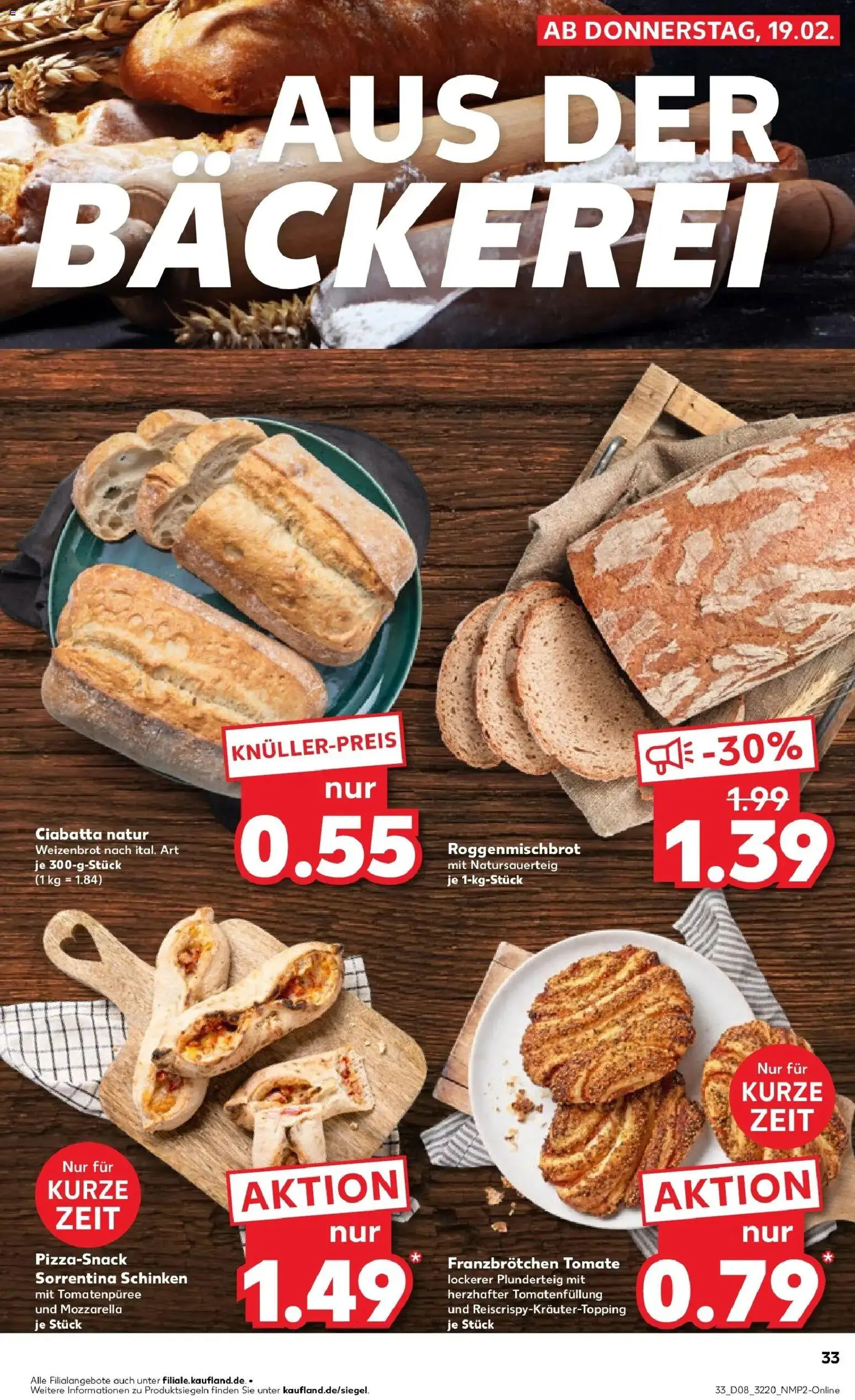 Kaufland prospekt Bitterfeld-Wolfen	 – gültig ab 22.02.2026 | Seite: 33 | Produkte: Mozzarella, Tomatenpüree, Schinken, Pizza