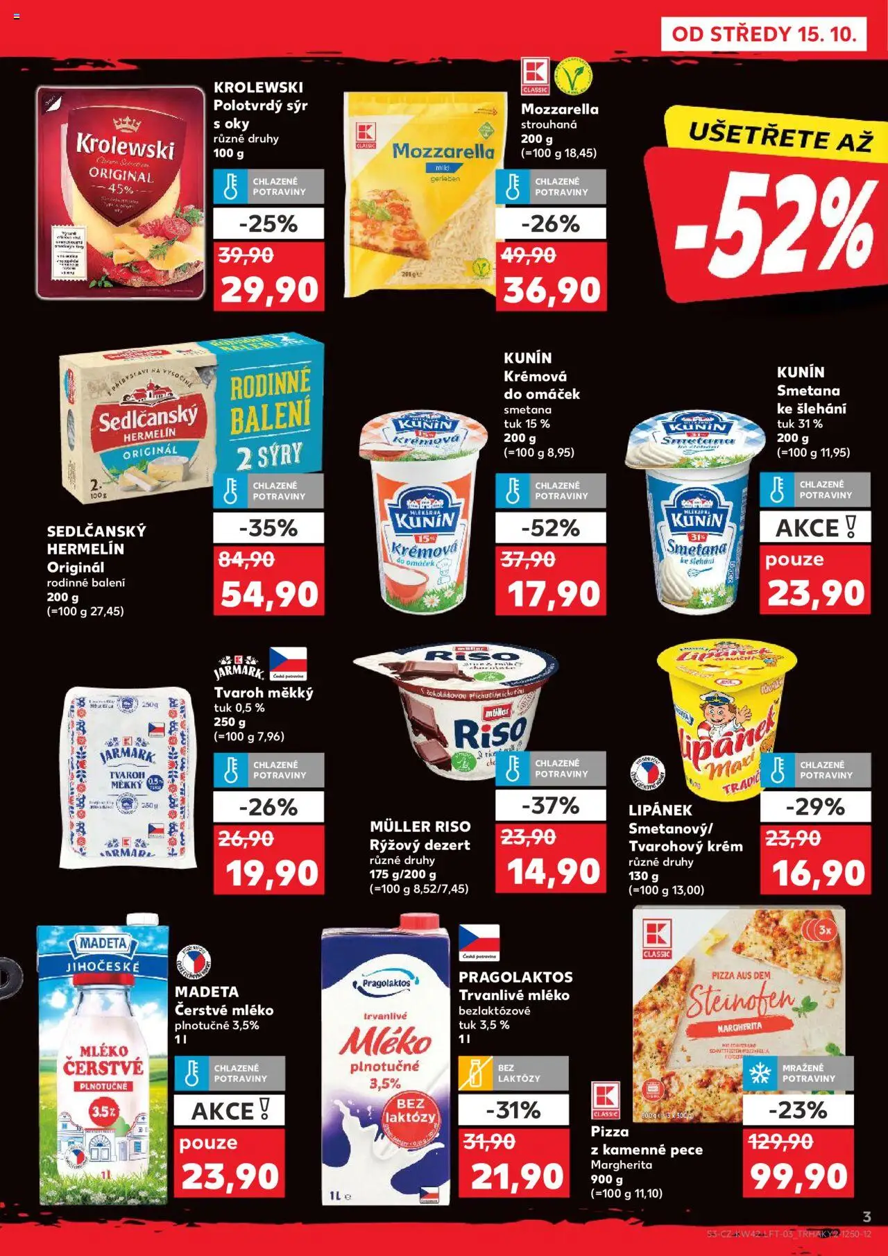 Kaufland leták - Chomutov od 15.10.2025 | Strana: 3 | Produkty: Smetana, Krém, Hermelín, Mozzarella