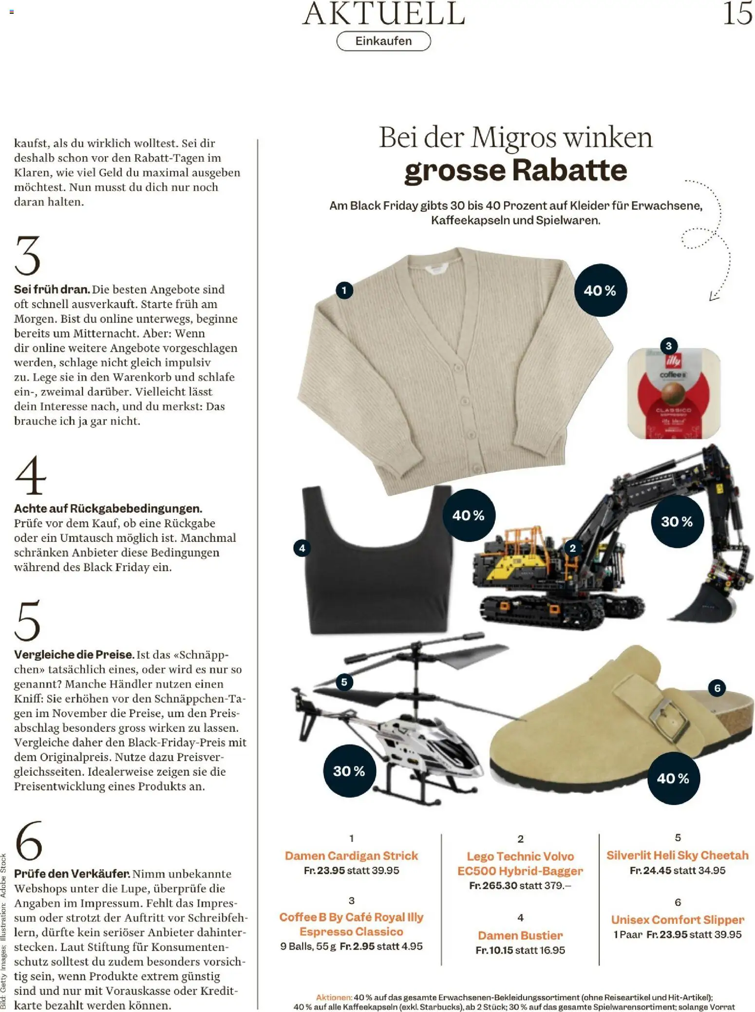 Migros Magazin – gültig ab 24.11.2025 | Seite: 15 | Produkte: Cardigan, Kleider