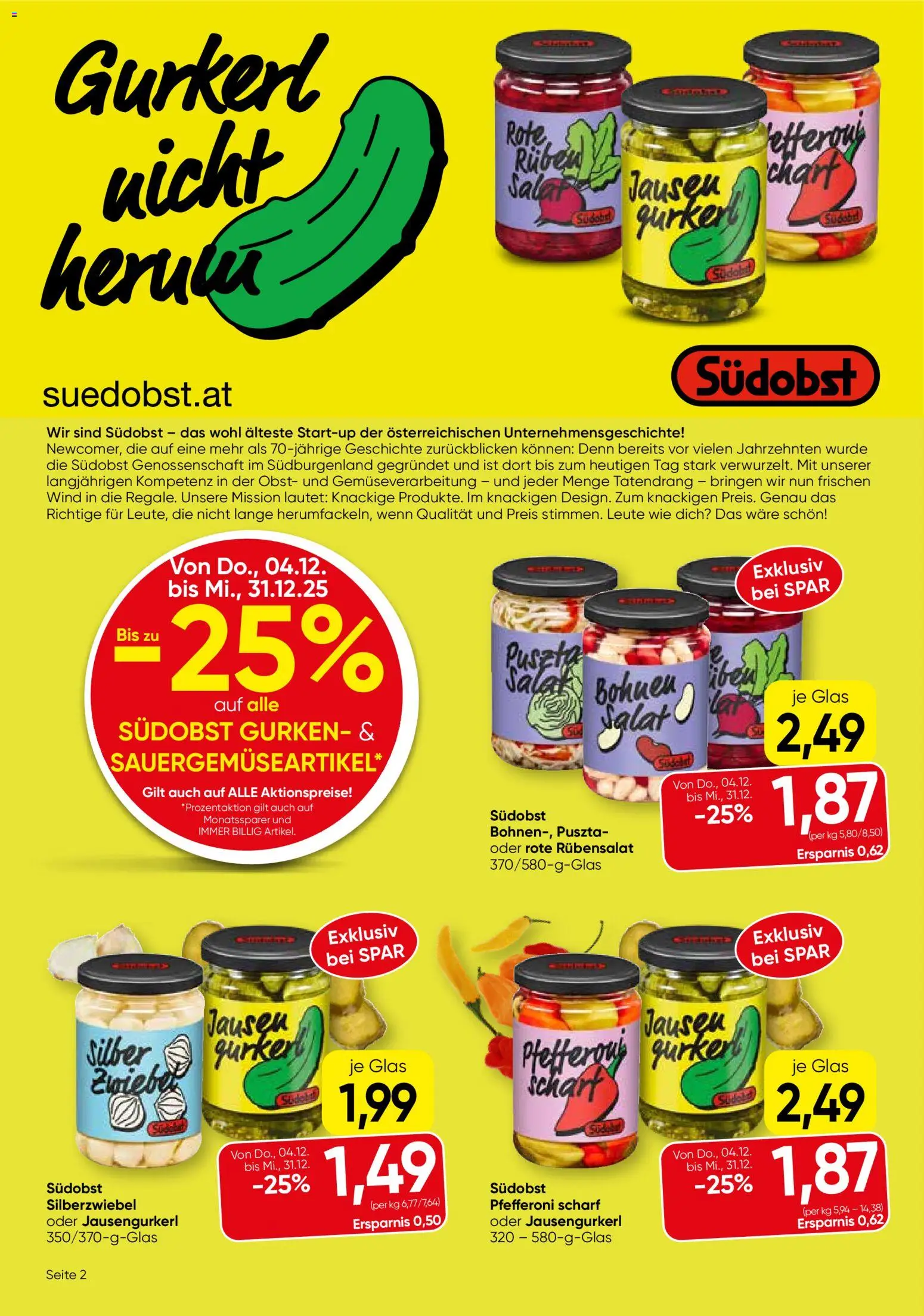 SPAR Gourmet Exklusiv bei SPAR - Burgenland  gültig ab 04.12.2025 | Seite: 2 | Produkte: Gurken, Salat, Obst