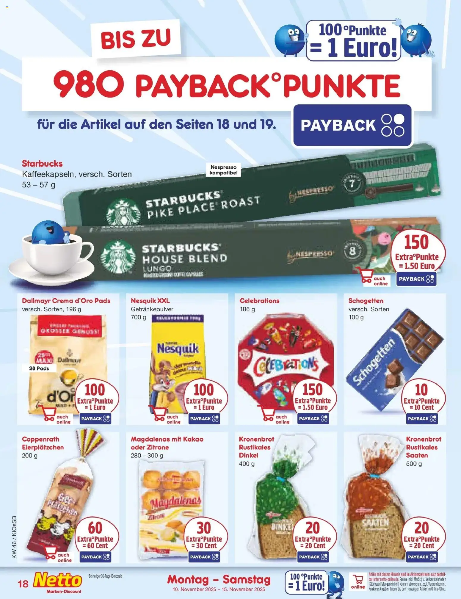 Netto Marken-Discount - Netto: Wochenangebote – gültig ab 10.11.2025 | Seite: 18 | Produkte: Starbucks, Celebrations, Dallmayr, Zitrone