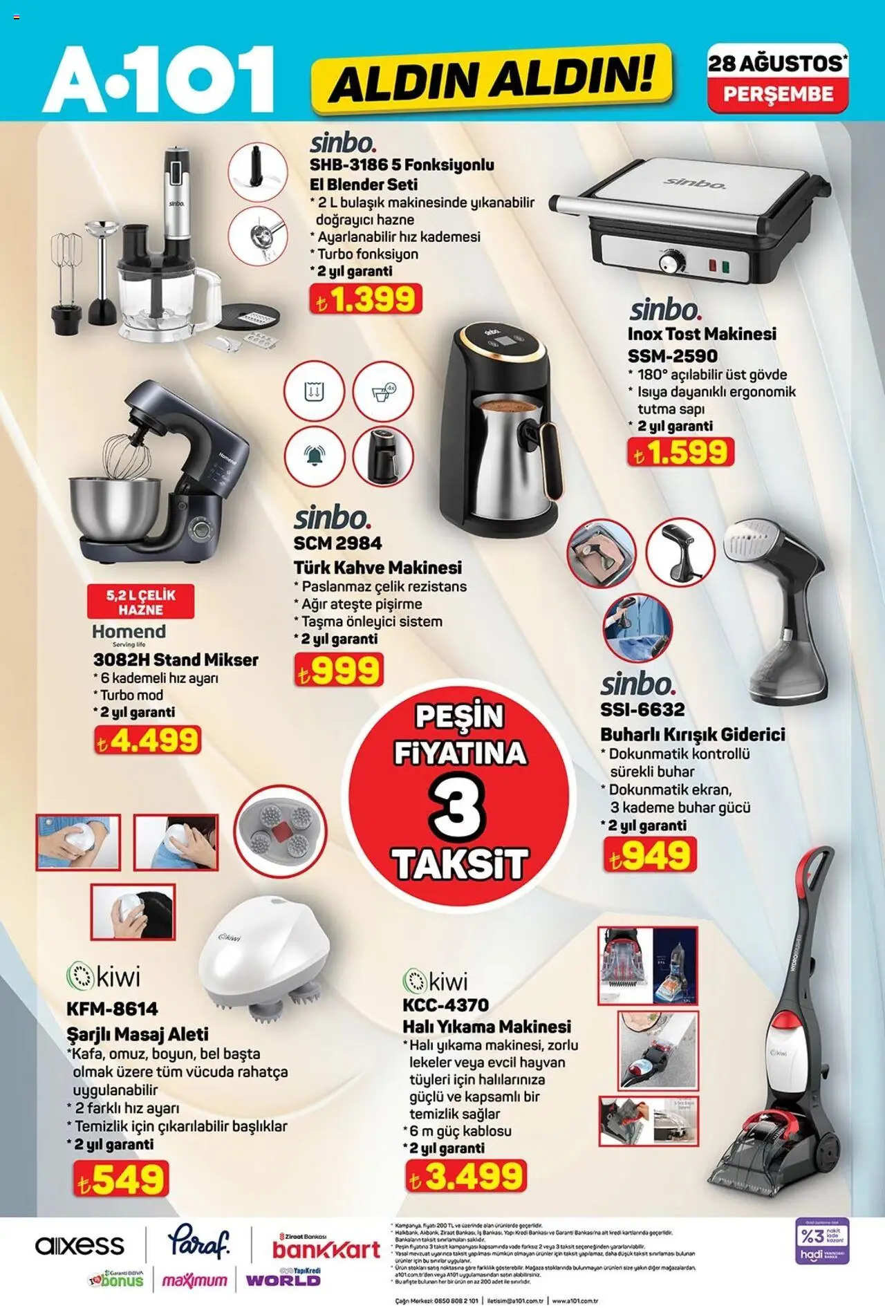 A101 Katalog Aldın Aldın - 28.08.2025 tarihinden itibaren geçerlidir | Sayfa: 7 | Ürünler: Mikser, Tost makinesi, Blender, Halı