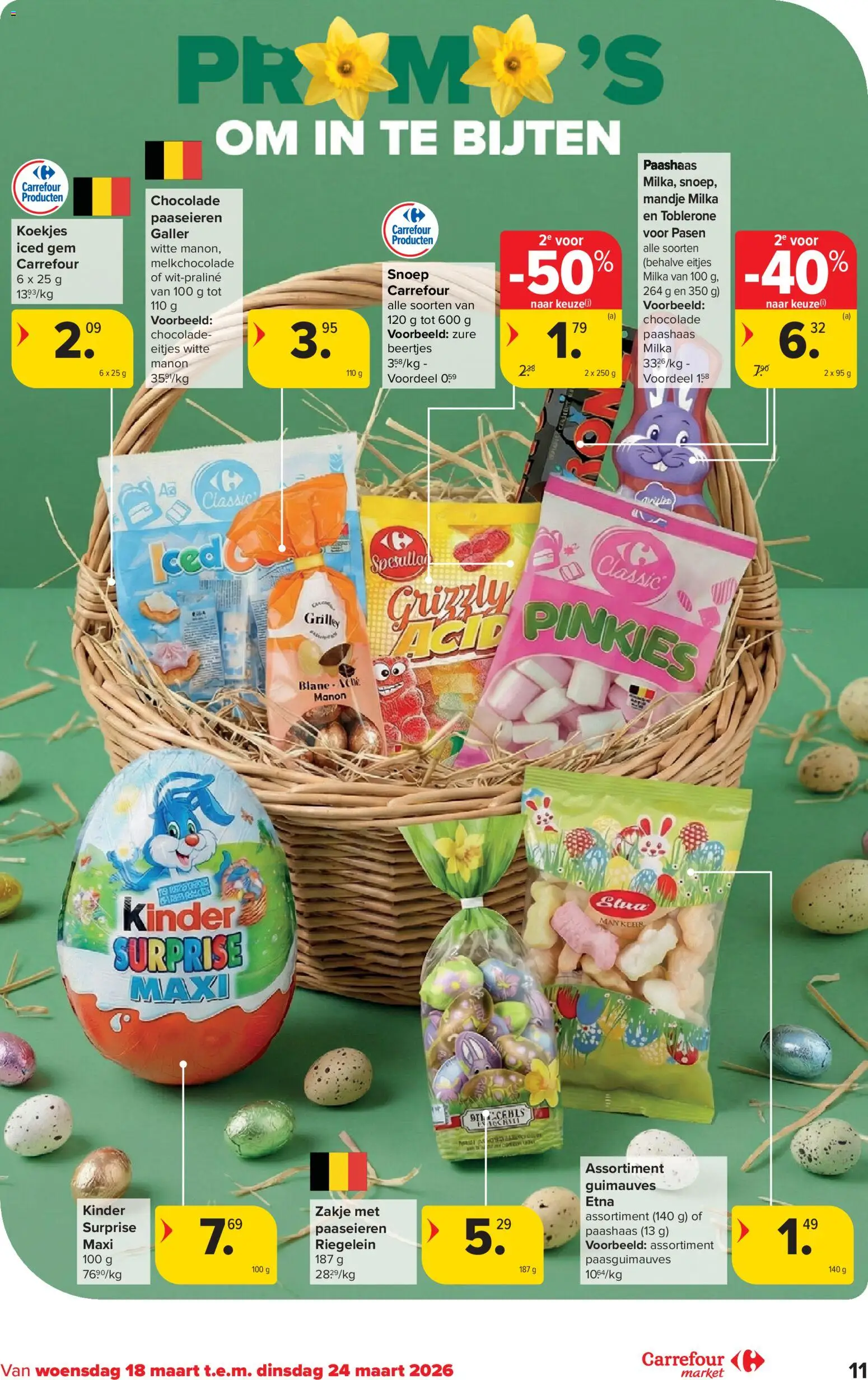 {H1} | Pagina: 11 | Producten: Koekjes, Kinder, Snoep, Chocolade