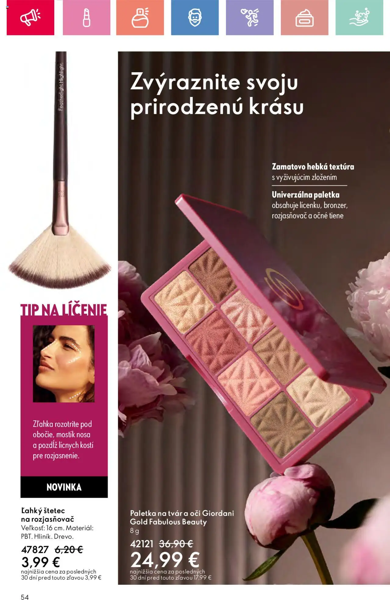 Katalóg Oriflame 12 2025 │ platný od 17.08.2025 | Strana: 54 | Produkty: Rozjasňovač, Štetec, Očné tiene
