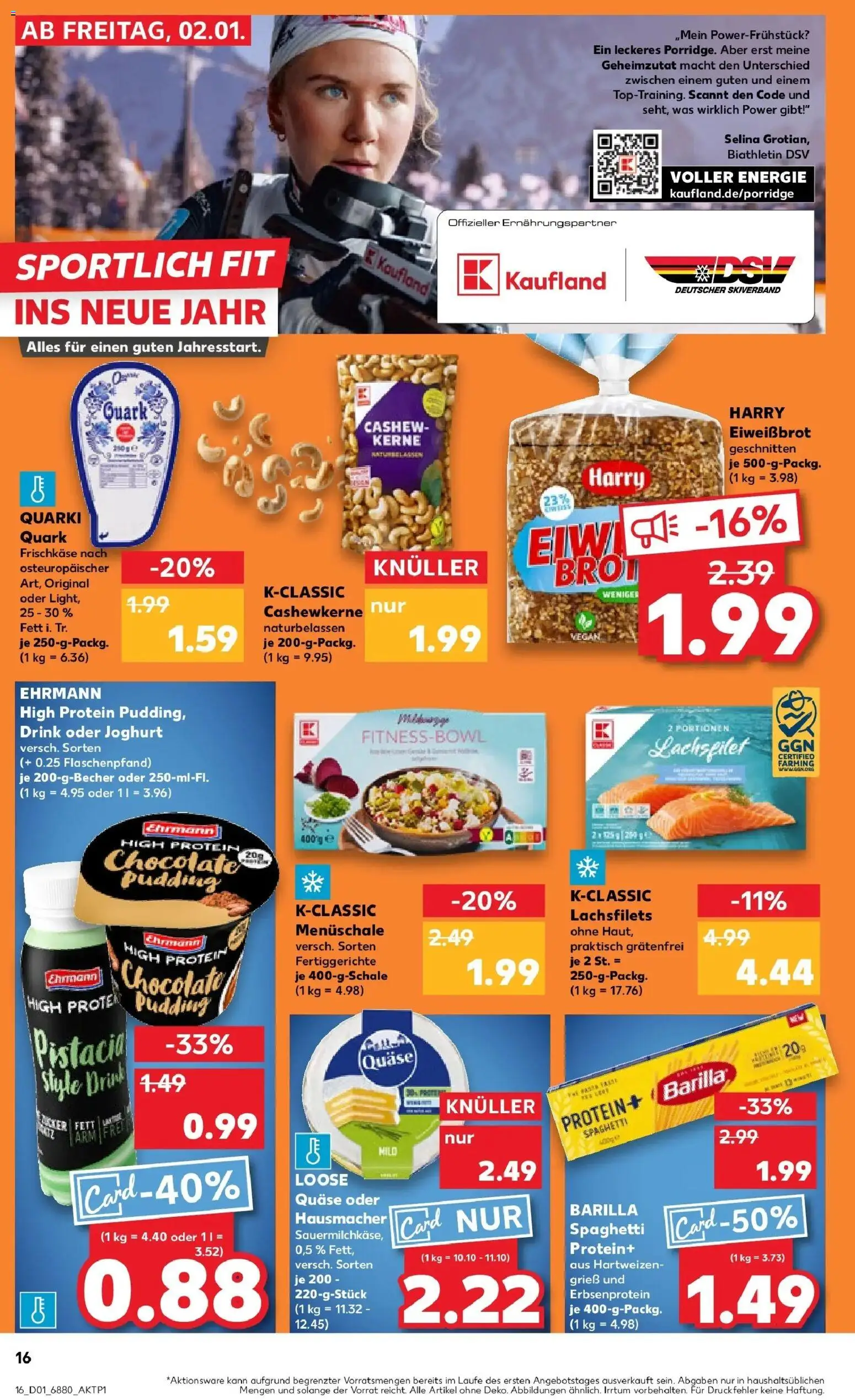 Kaufland prospekt Dillingen	 – gültig ab 05.01.2026 | Seite: 16 | Produkte: Quark, Barilla, Fertiggerichte, Brot
