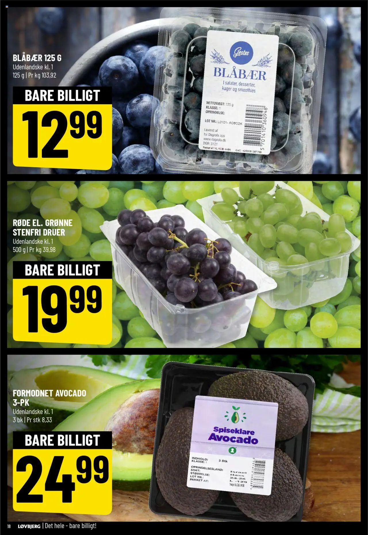 Løvbjerg tilbudsavis – gyldig fra 10.10.2025 | Side: 18 | Produkter: Blåbær, Avocado, Kager
