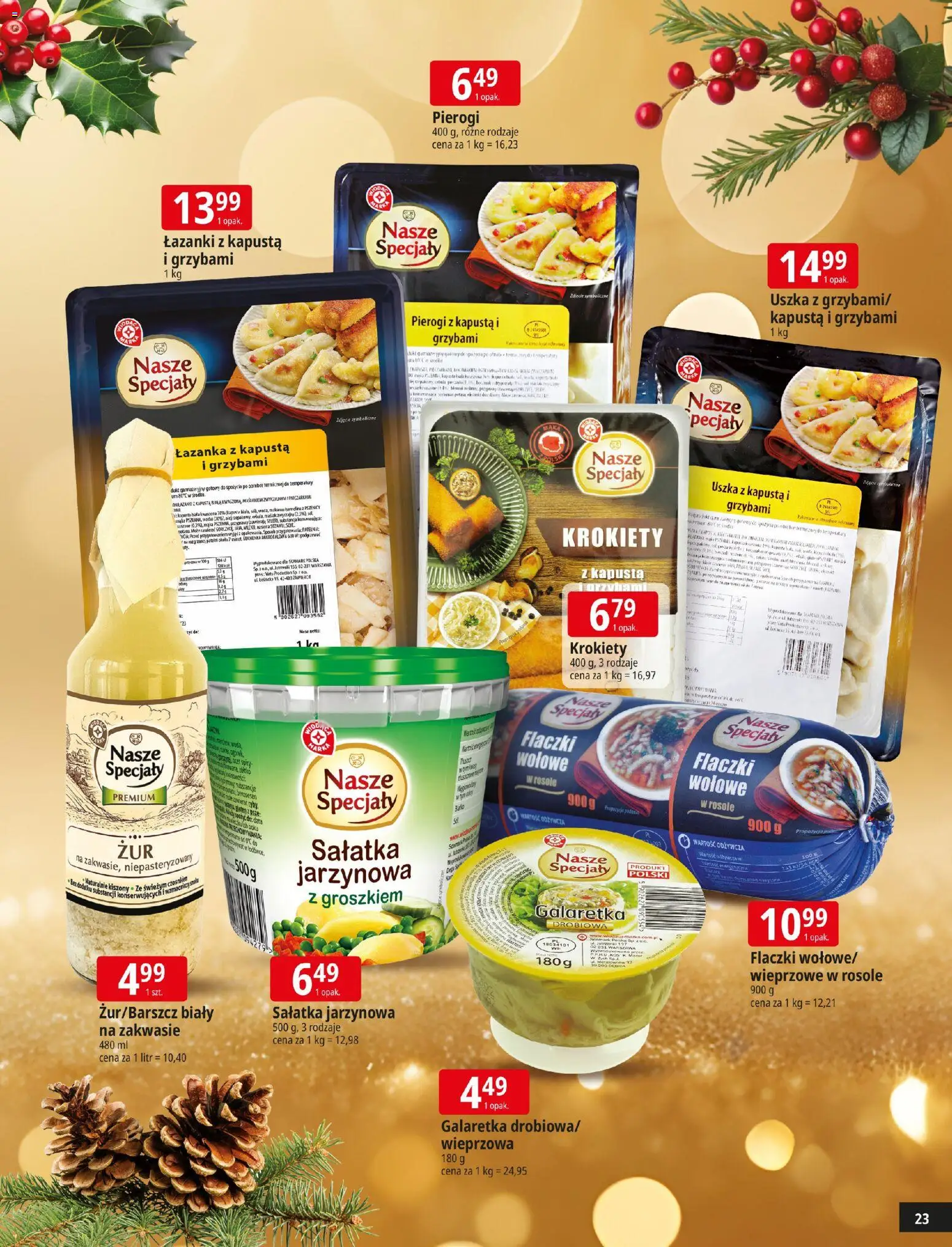 E.Leclerc Gazetka - Wrocław Święta od 09.12.2025 | Strona: 23 | Produkty: Galaretka, Kuchenka mikrofalowa, Kapusta biała, Sałatka