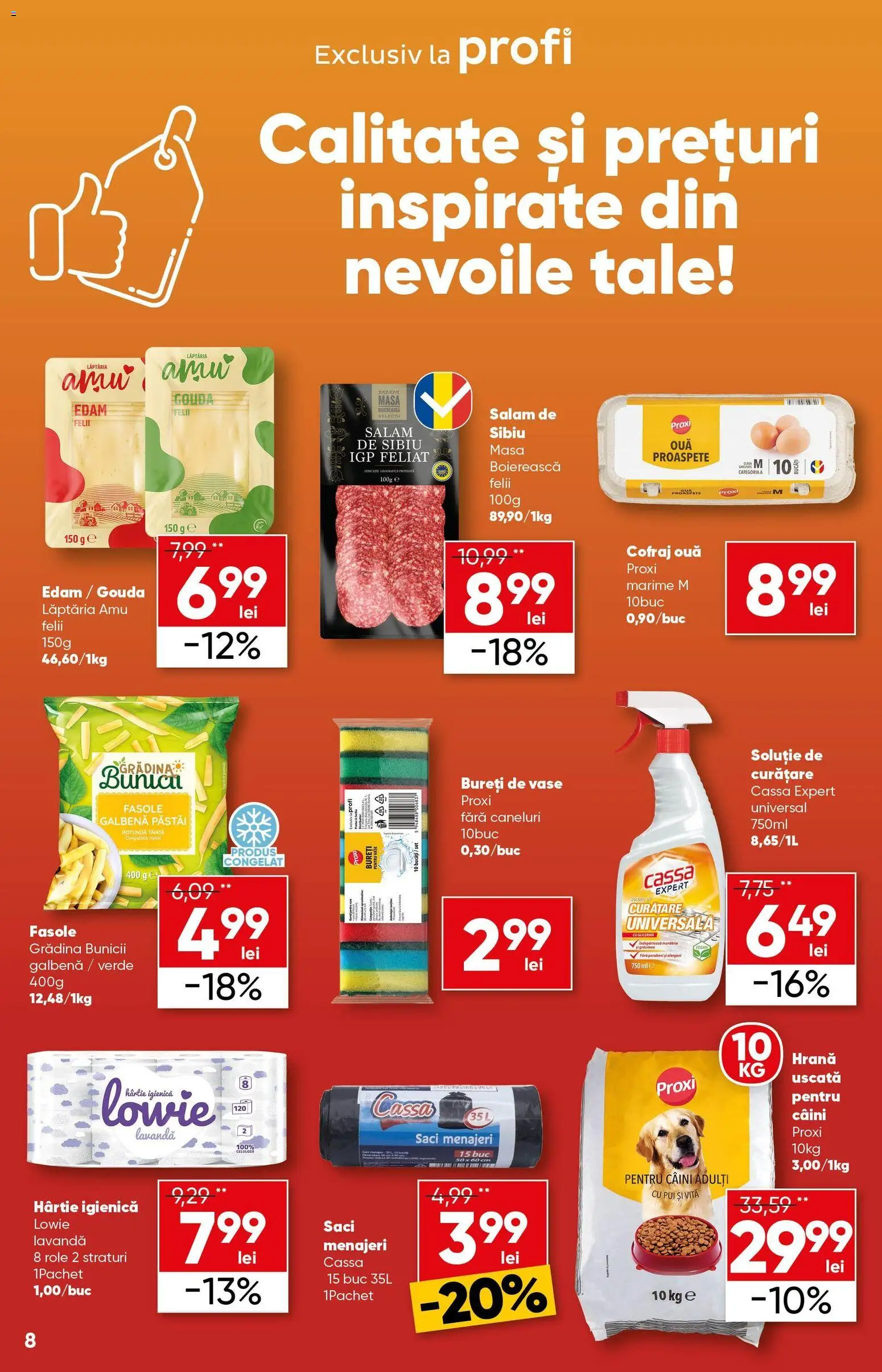 Noul catalog Profi – valabil de la 12.11.2025 | Pagină: 8 | Produse: Masă, Role, Salam, Gouda