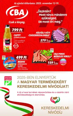 CBA Akciós újság - amely érvényes a következő dátumtól: 13.11.2025