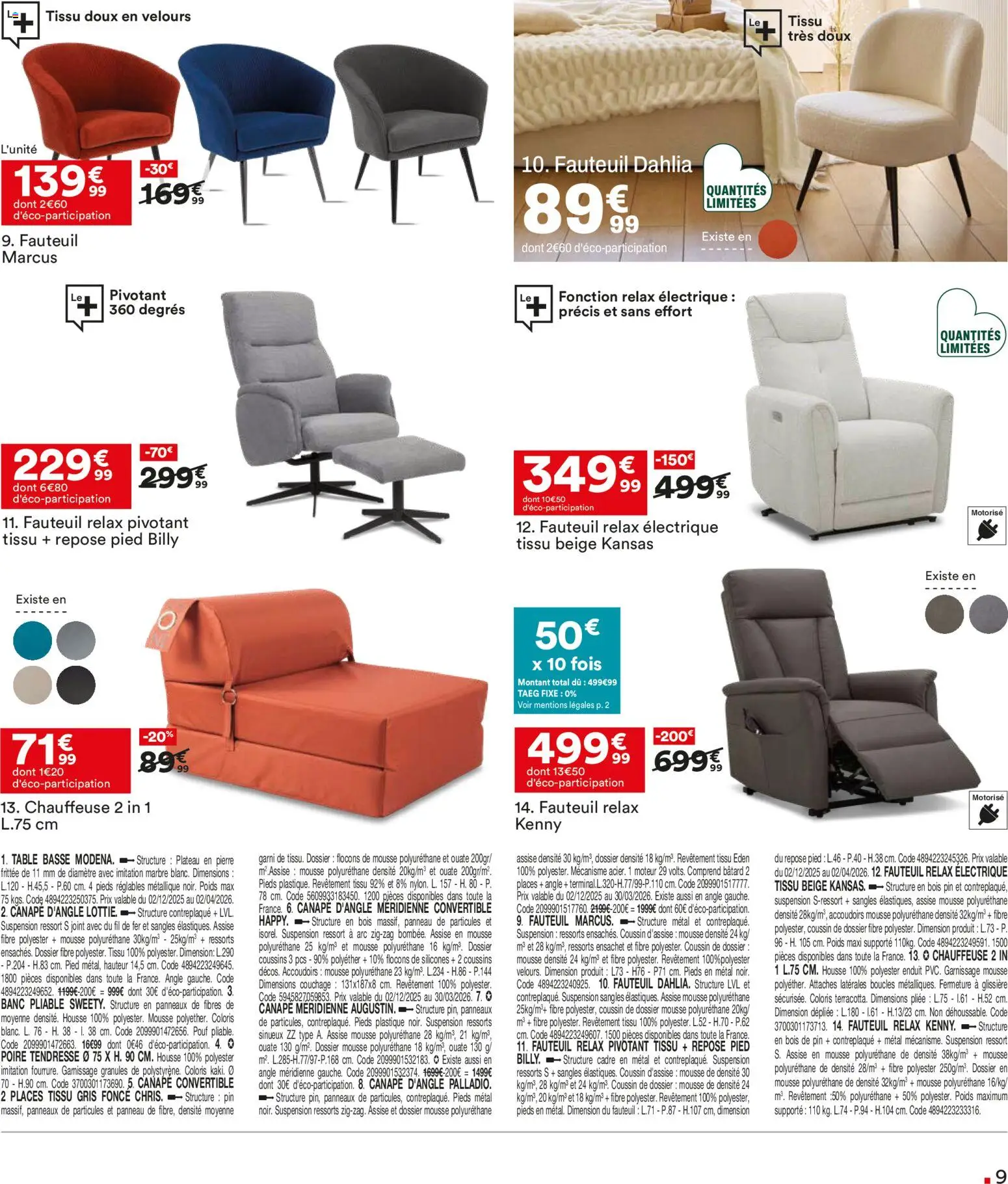 {H1} | Page: 9 | Produits: Plateau, Poids, Fauteuil, Table