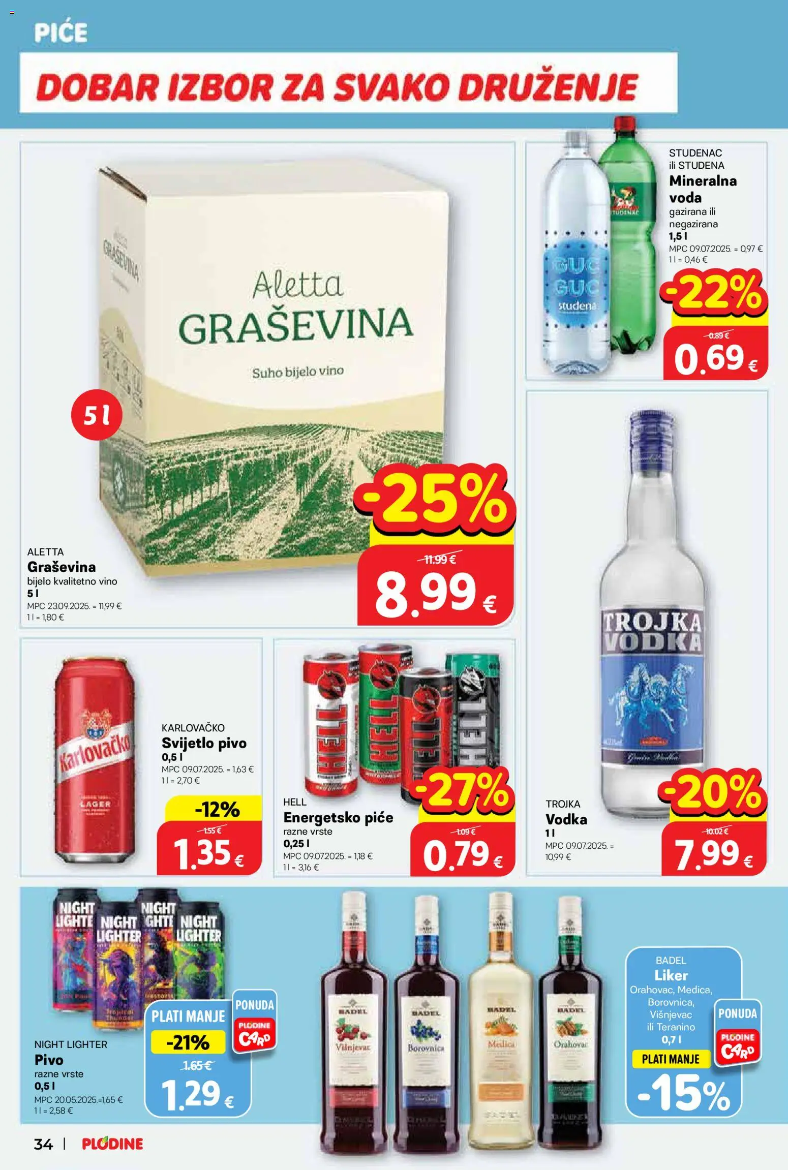 Plodine katalog | vrijedi od 04.03.2026 | Stranica: 34 | Proizvodi: Mineralna voda, Bijelo vino, Pivo, Liker