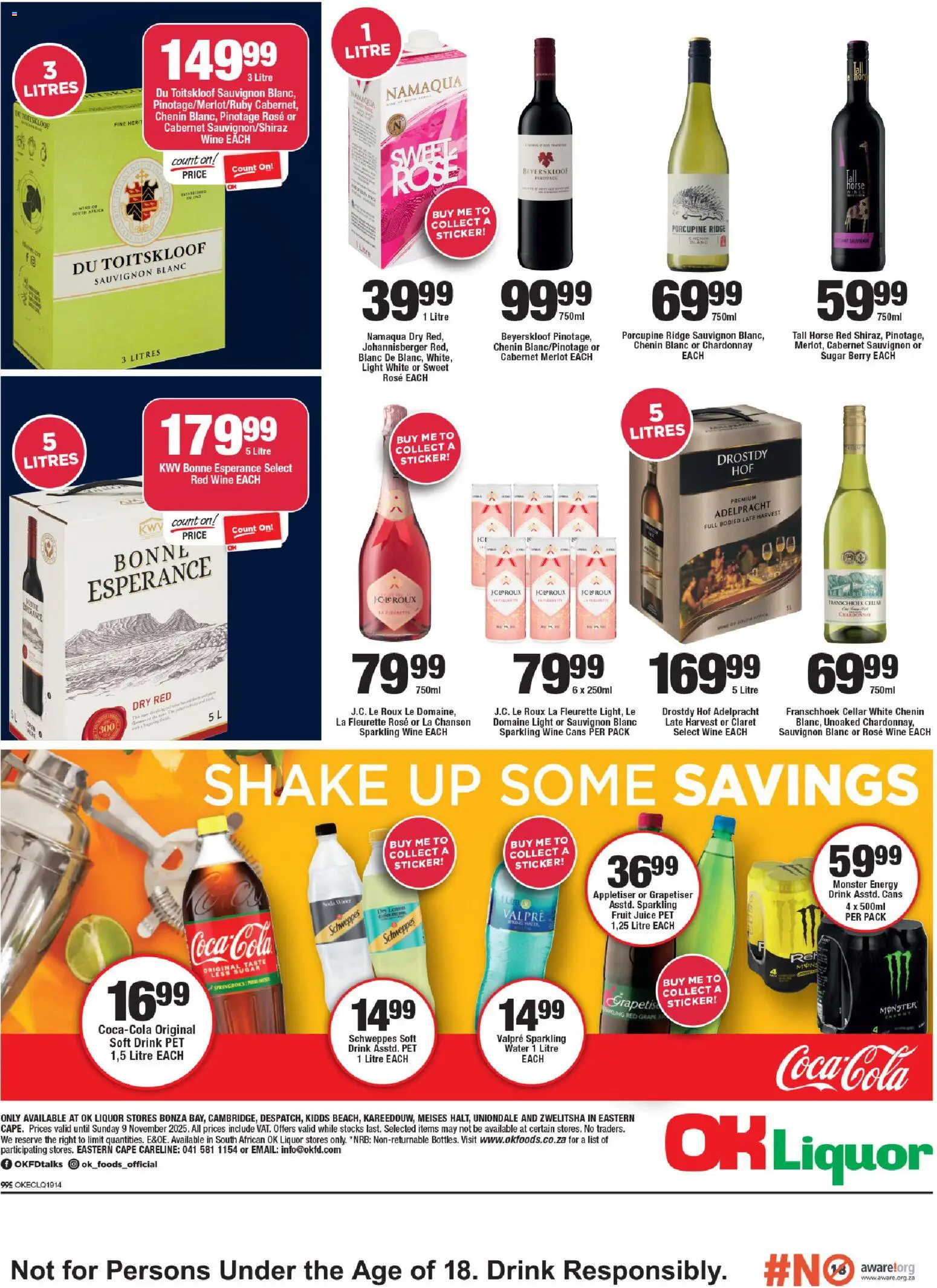 New OK Foods catalogue – valid from 24.10.2025 | Page: 4 | Products: Juice, Wine, Water, Sugar