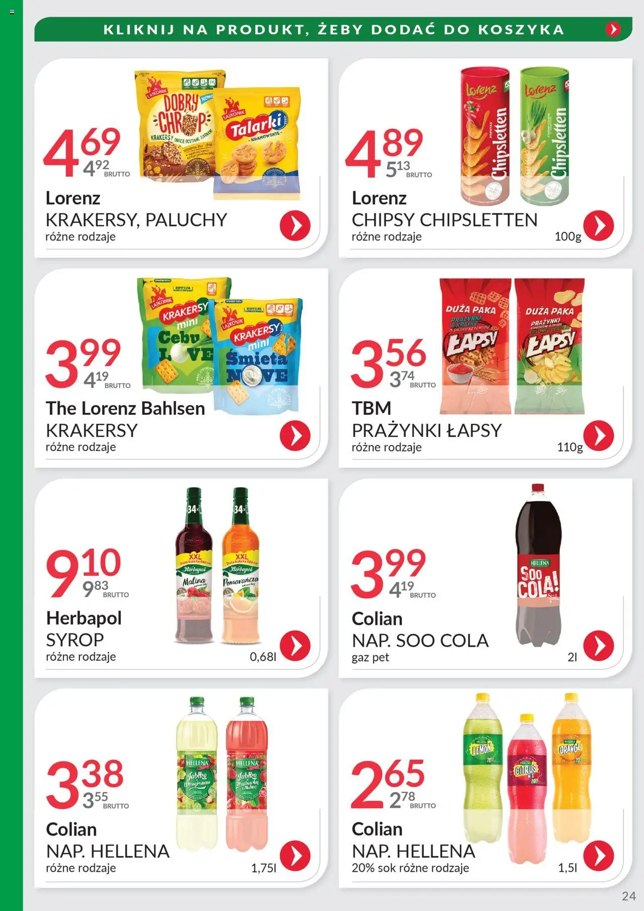 Eurocash Gazetka - Oferta Południe od 08.06.2025 | Strona: 24 | Produkty: Syrop, Malina, Chipsy, Sok