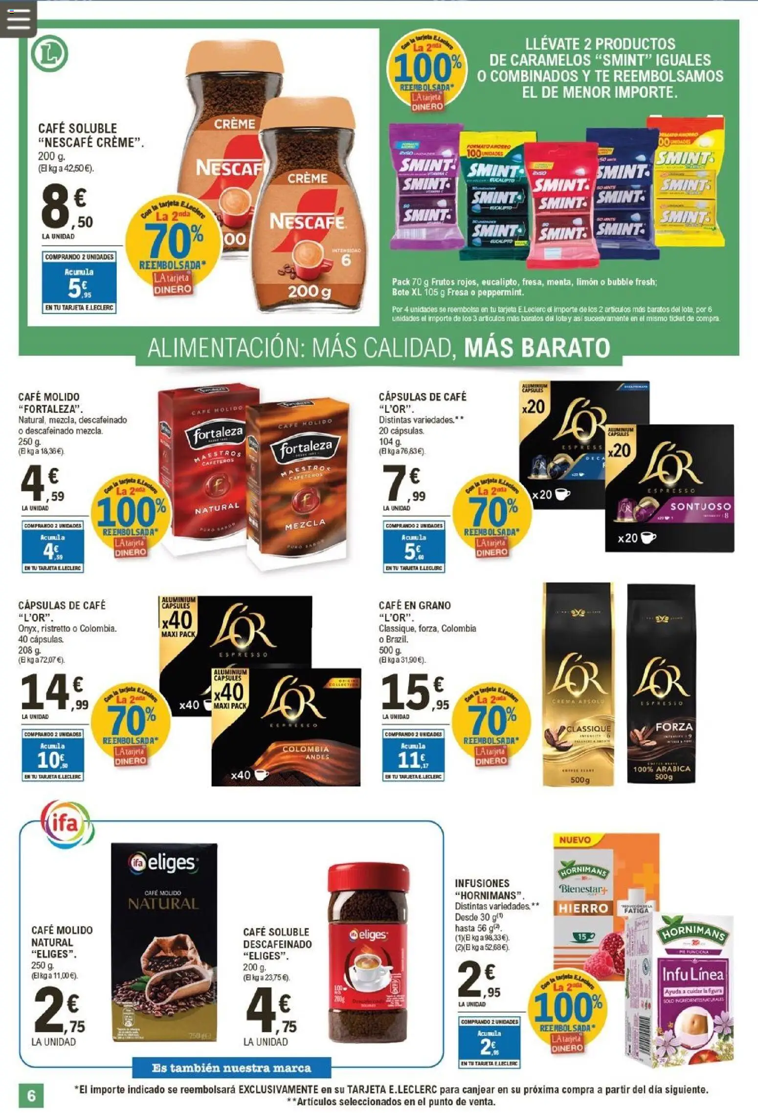 E.Leclerc folleto │ válido desde el 04.02.2026 | Página: 6 | Productos: Café, Café molido, Té, Café en grano