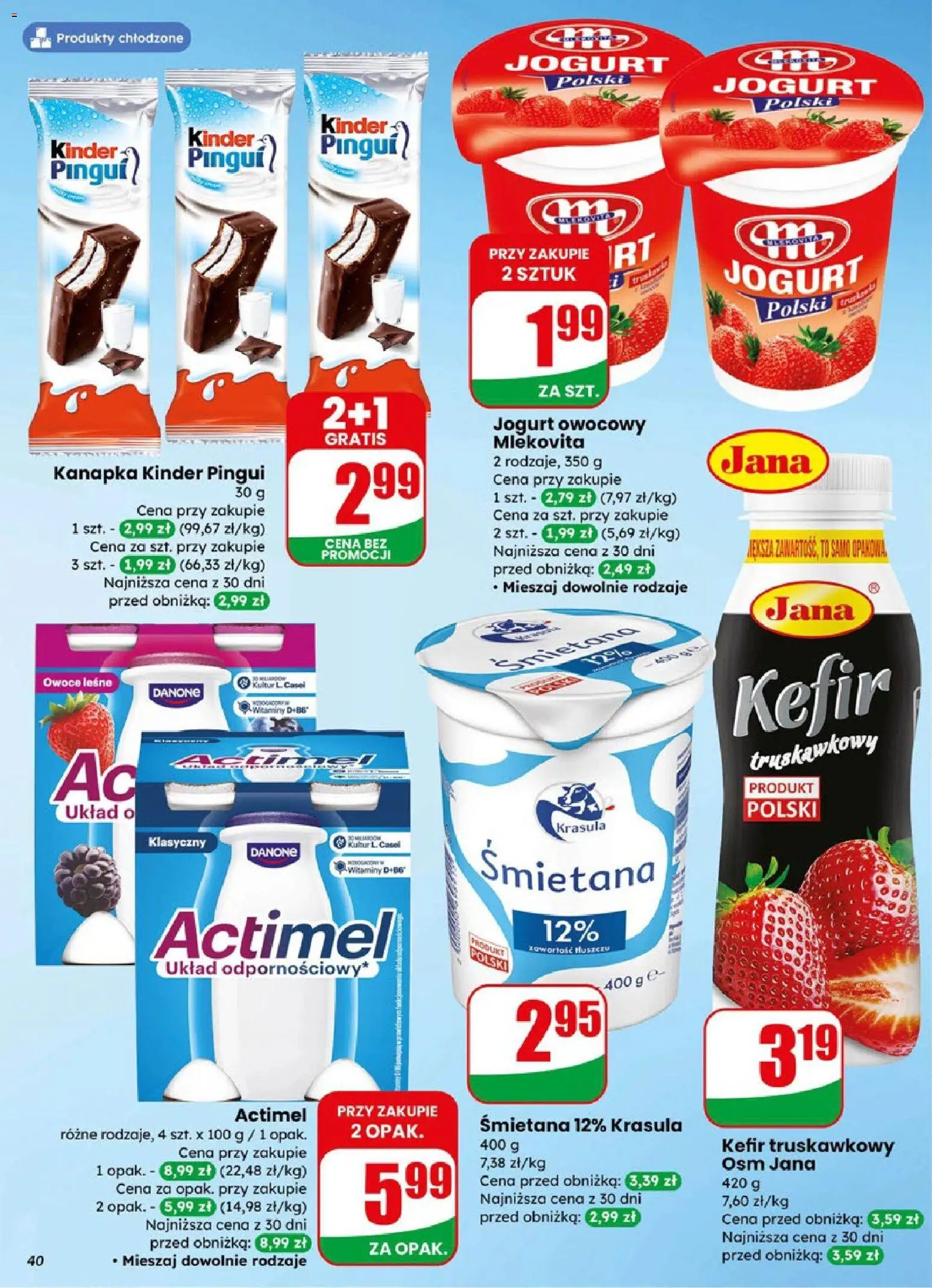 Dino gazetka od 08.04.2026 | Strona: 40 | Produkty: Kefir, Jogurt owocowy, Jogurt, Owoce