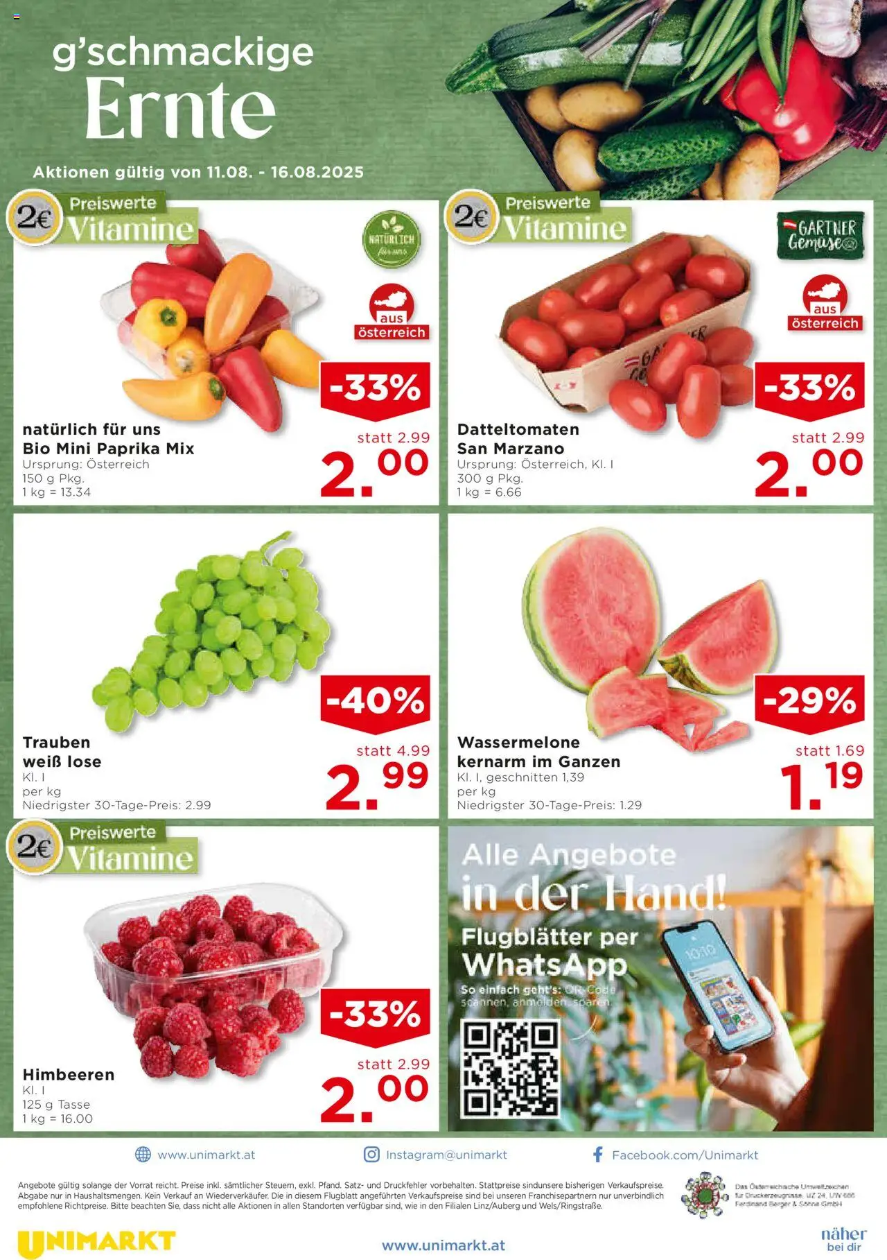 Unimarkt Nord gültig ab 13.08.2025 | Seite: 14 | Produkte: Wassermelone