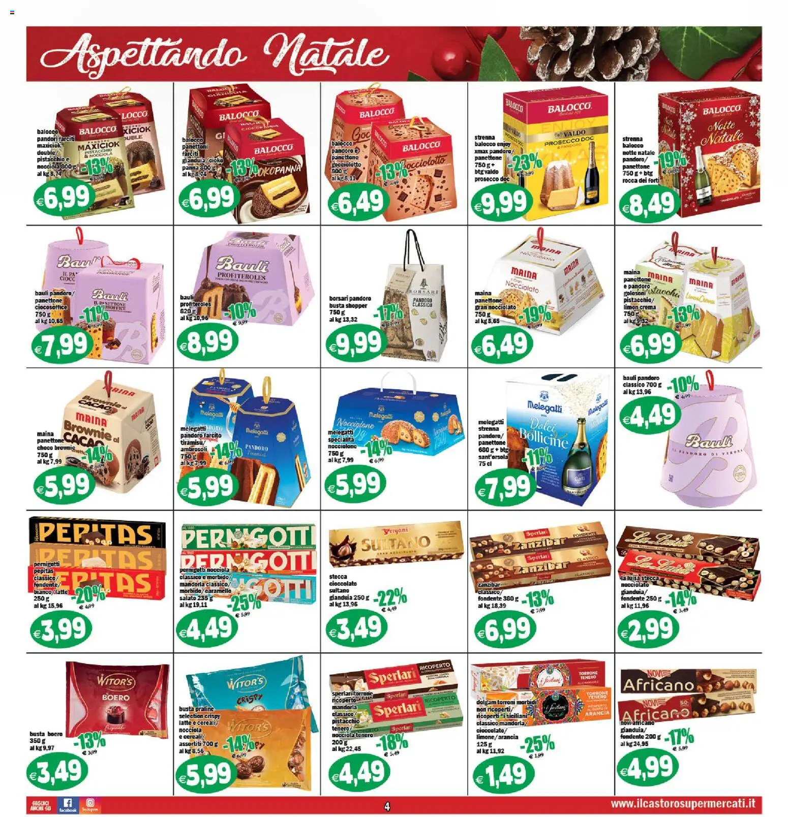 Volantino Il Castoro del 06.12.2025 | Pagina: 4 | Prodotti: Cioccolato, Prosecco, Latte, Cacao