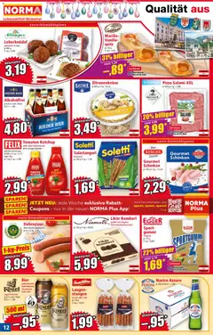 Norma Flugblatt ab 30.03.2026 gültig | Seite: 12 | Produkte: Salami, Schinken, Pizza, Tomaten