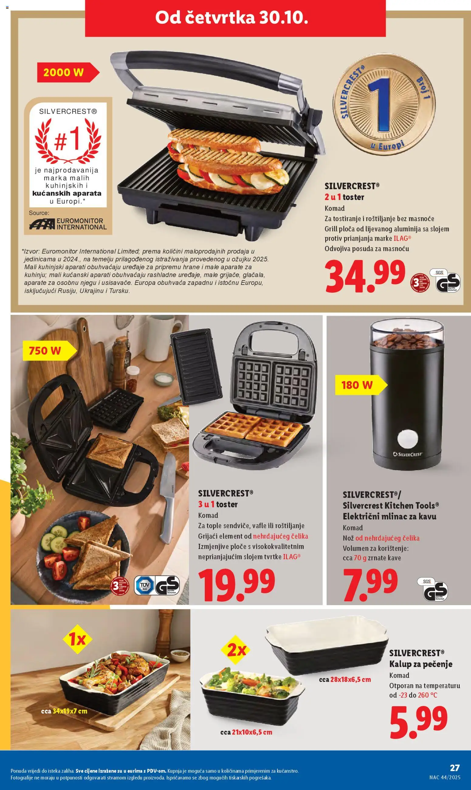 Lidl katalog | vrijedi od 29.10.2025 | Stranica: 27 | Proizvodi: Toster, Nož, Pan, Mlinac za kavu