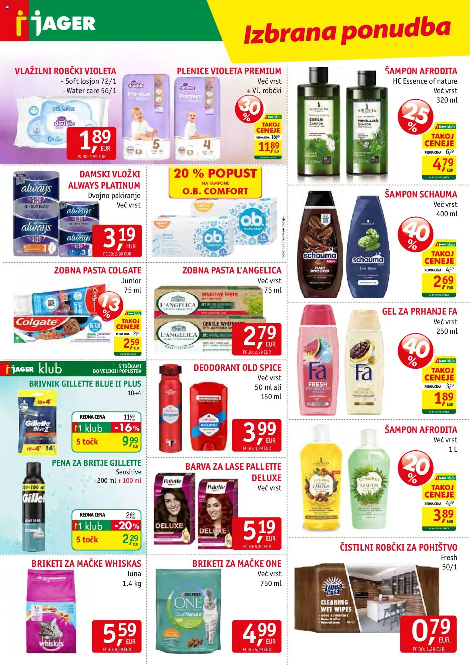 Novi Jager katalog ponudbe – veljaven od 08.04.2026 | Stran: 14 | Izdelki: Gel za prhanje, Robčki, Sampon, Zobna pasta