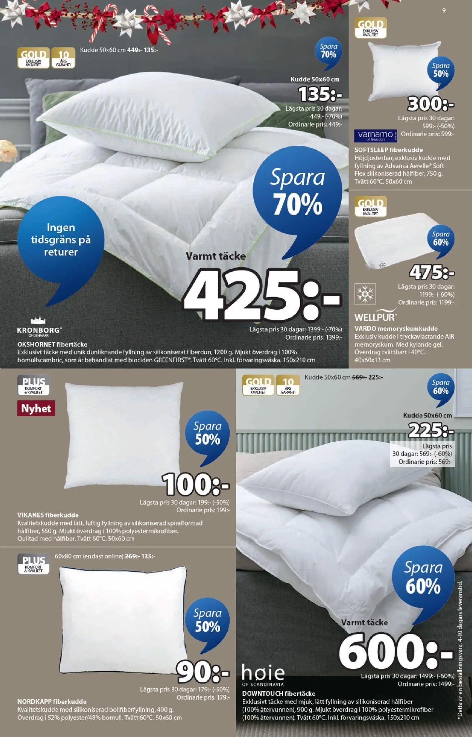 JYSK reklamblad aktuell från 03.11.2025 | Sida: 9 | Produkter: Täcke, Kudde