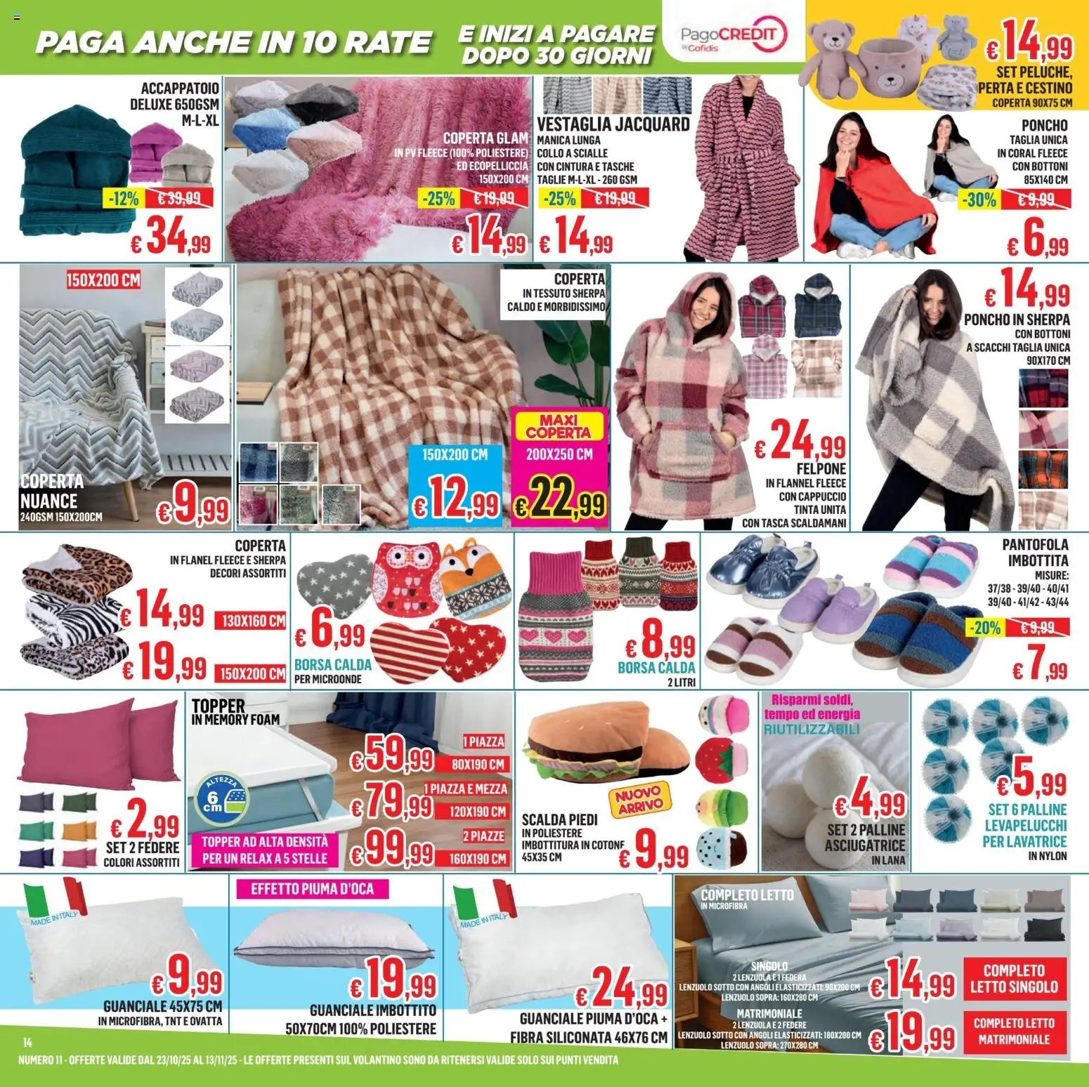 Volantino Satur del 23.10.2025 | Pagina: 14 | Prodotti: Scialle, Lavatrice, Borsa, Coperta