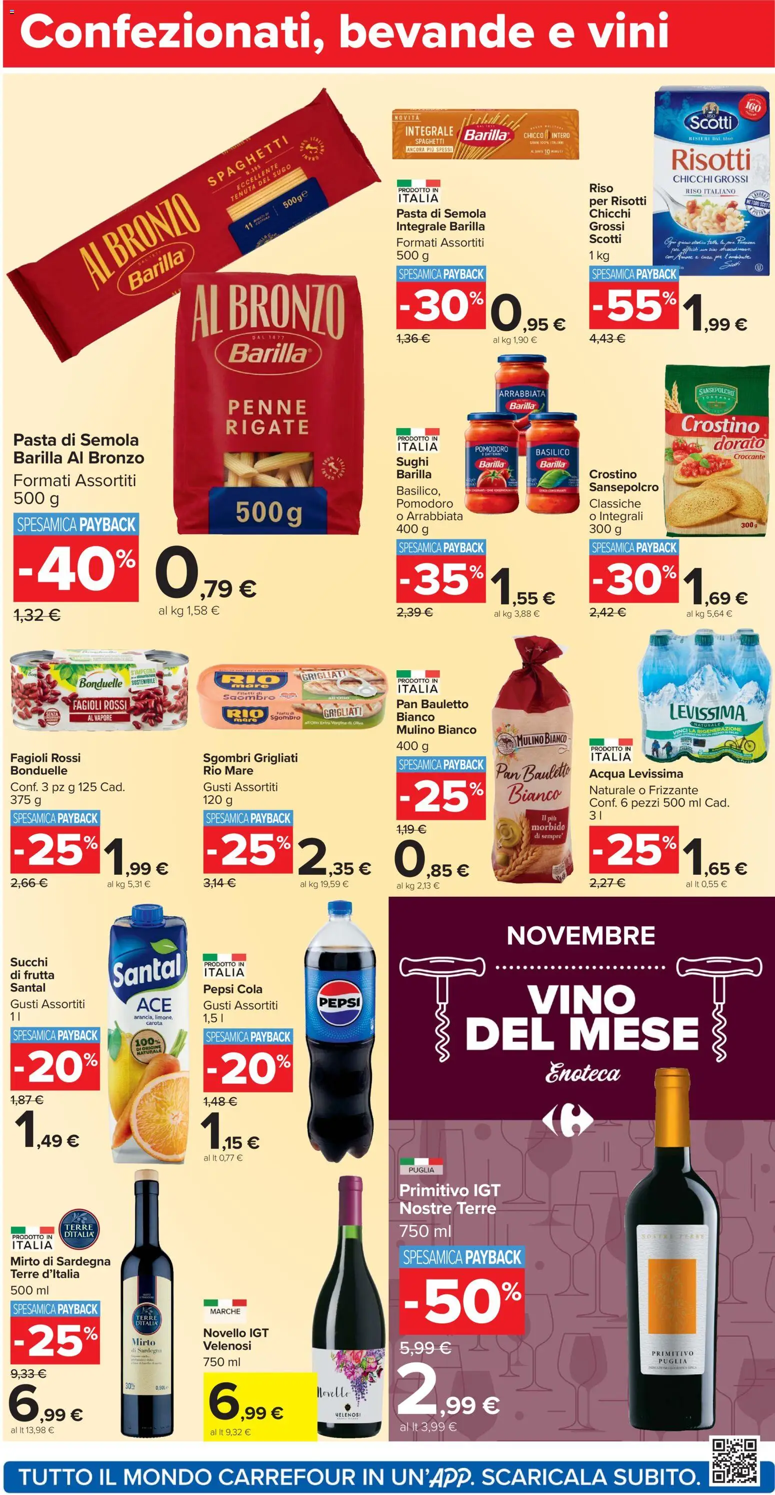 Volantino Carrefour del 04.11.2025 | Pagina: 12 | Prodotti: Olive, Vino, Pasta, Penne