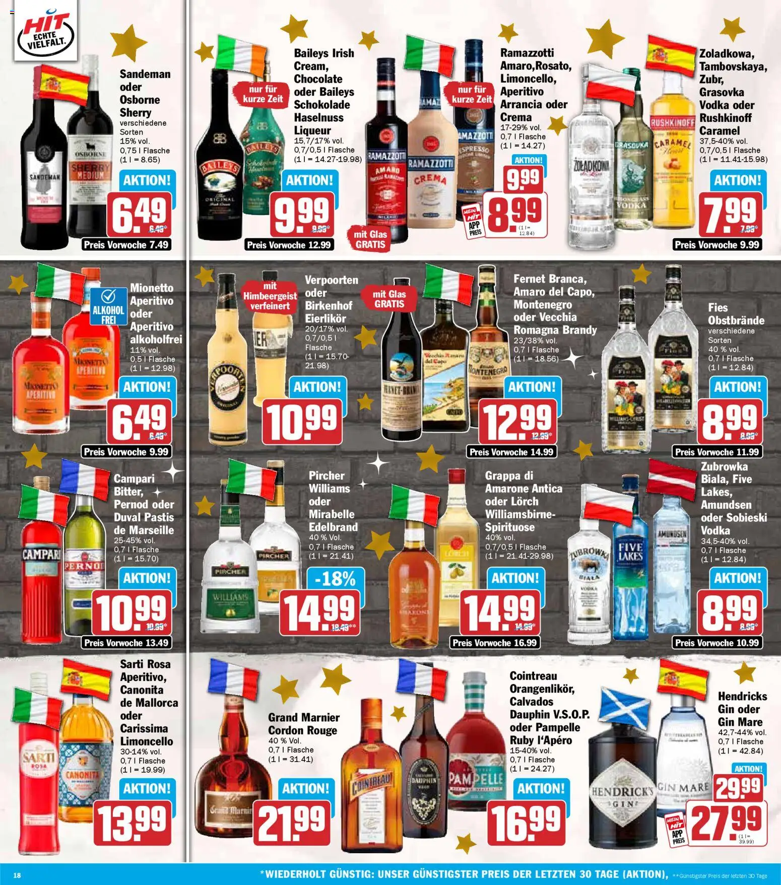HIT Prospekt Baden-Württemberg	 – gültig ab 15.12.2025 | Seite: 18 | Produkte: Campari, Limoncello, Baileys, Vodka