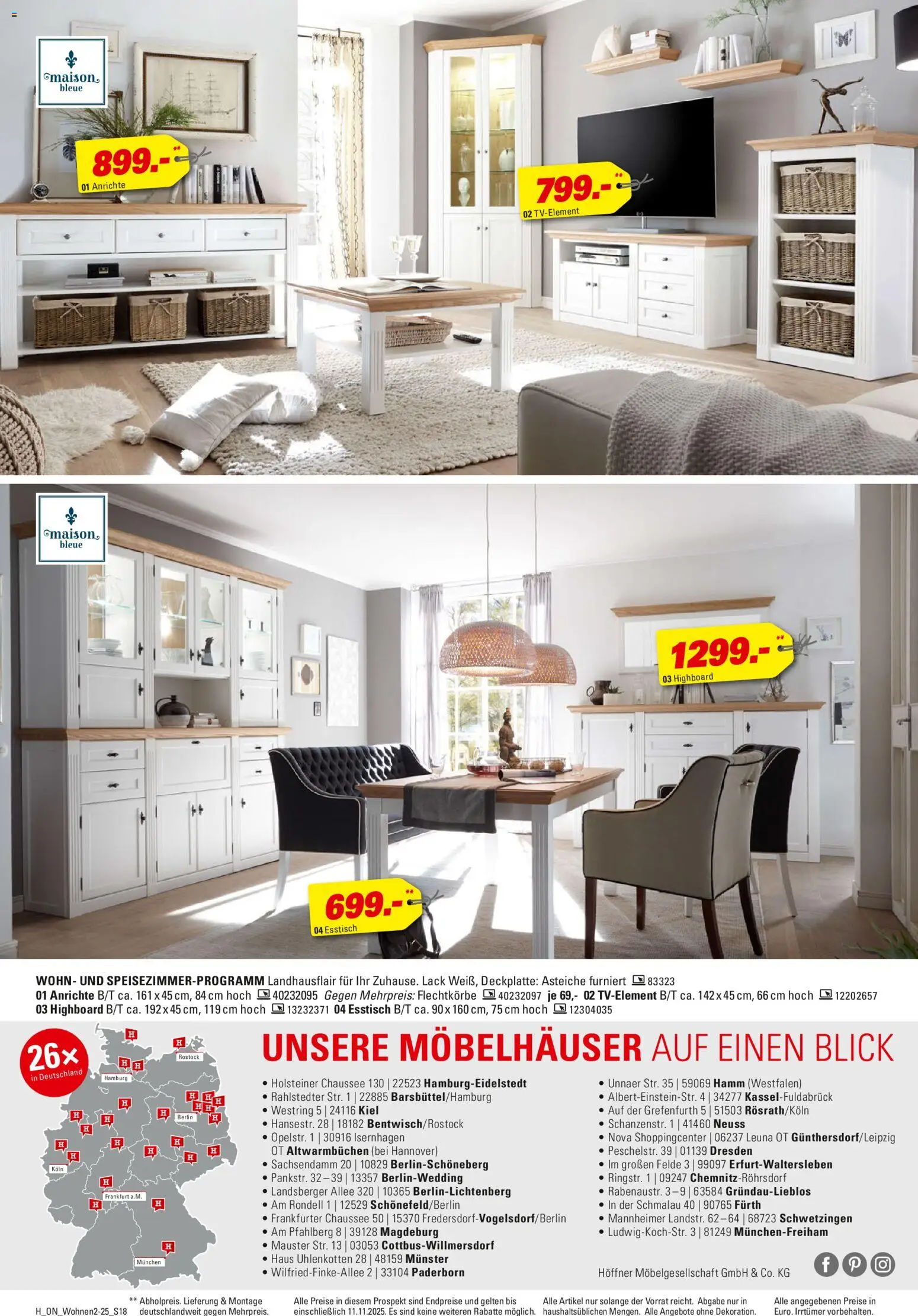 Höffner Wohnen Spezial – gültig ab 29.10.2025 | Seite: 18 | Produkte: HIghboard, Esstisch, Anrichte