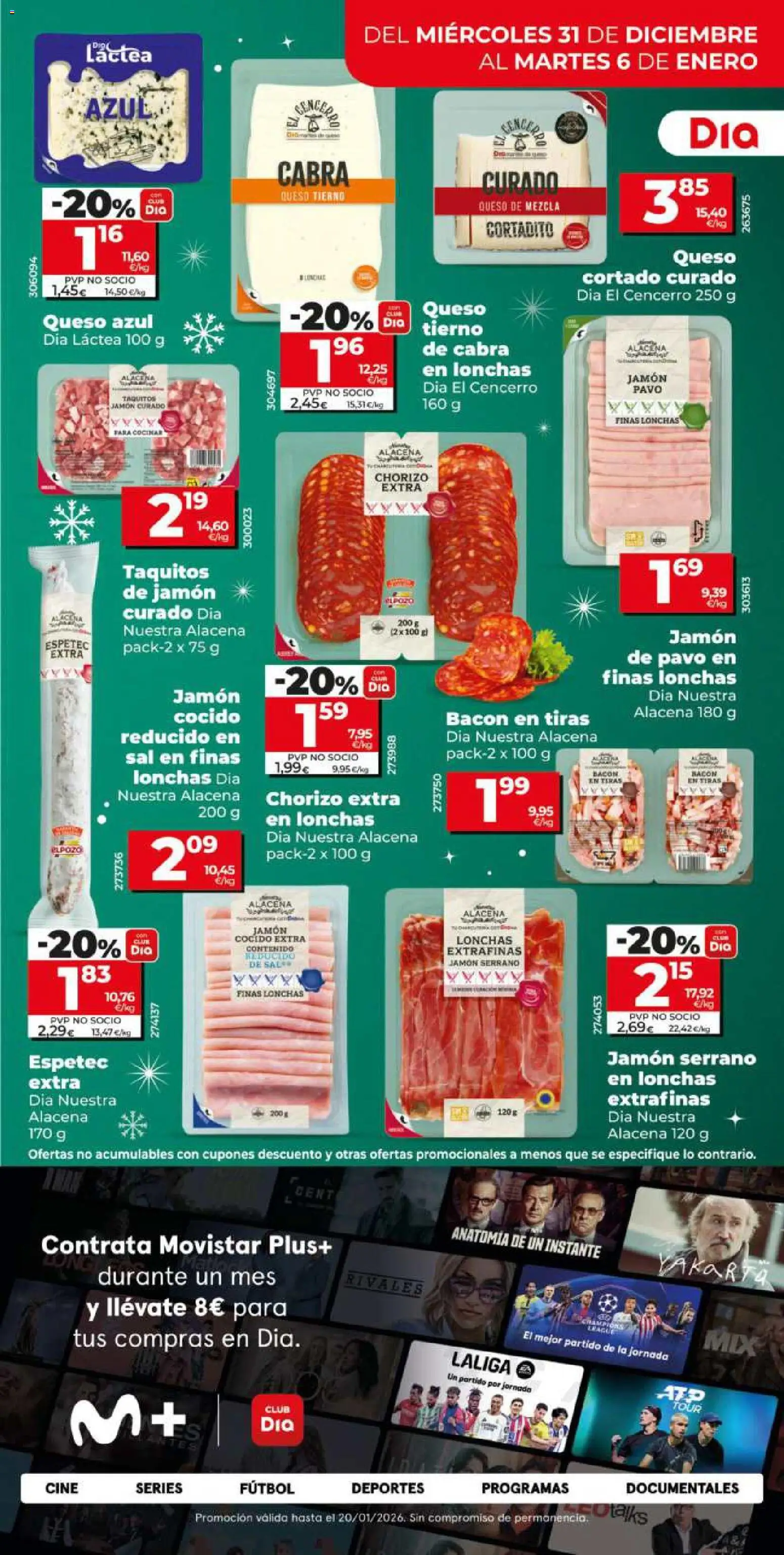 Dia - folleto Market │ válido desde el 31.12.2025 | Página: 7 | Productos: Jamón serrano, Queso, Jamón, Jamón cocido
